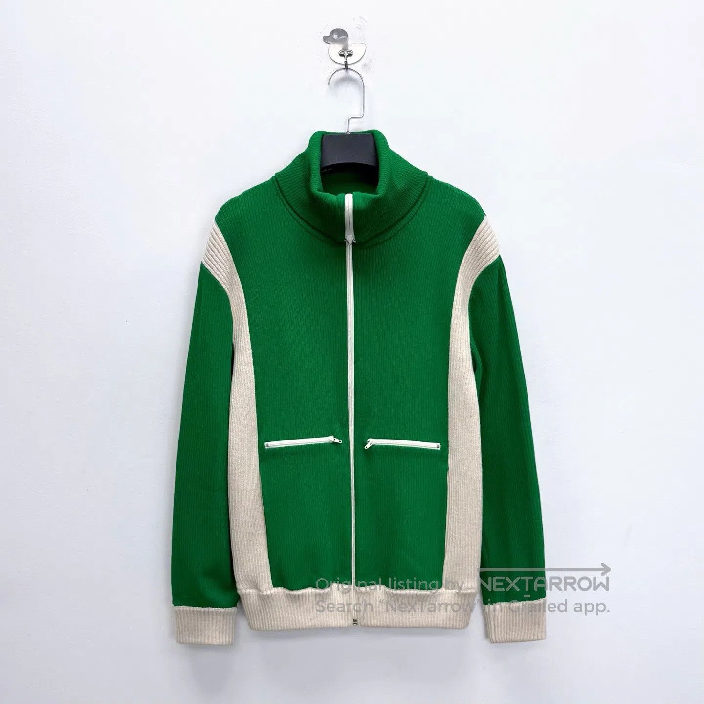 Valentino Valentino White and Green Patchwork Chenille Lapel Knit Ja Size M / US 6-8 / IT 42-44 - 1 Thumbnail