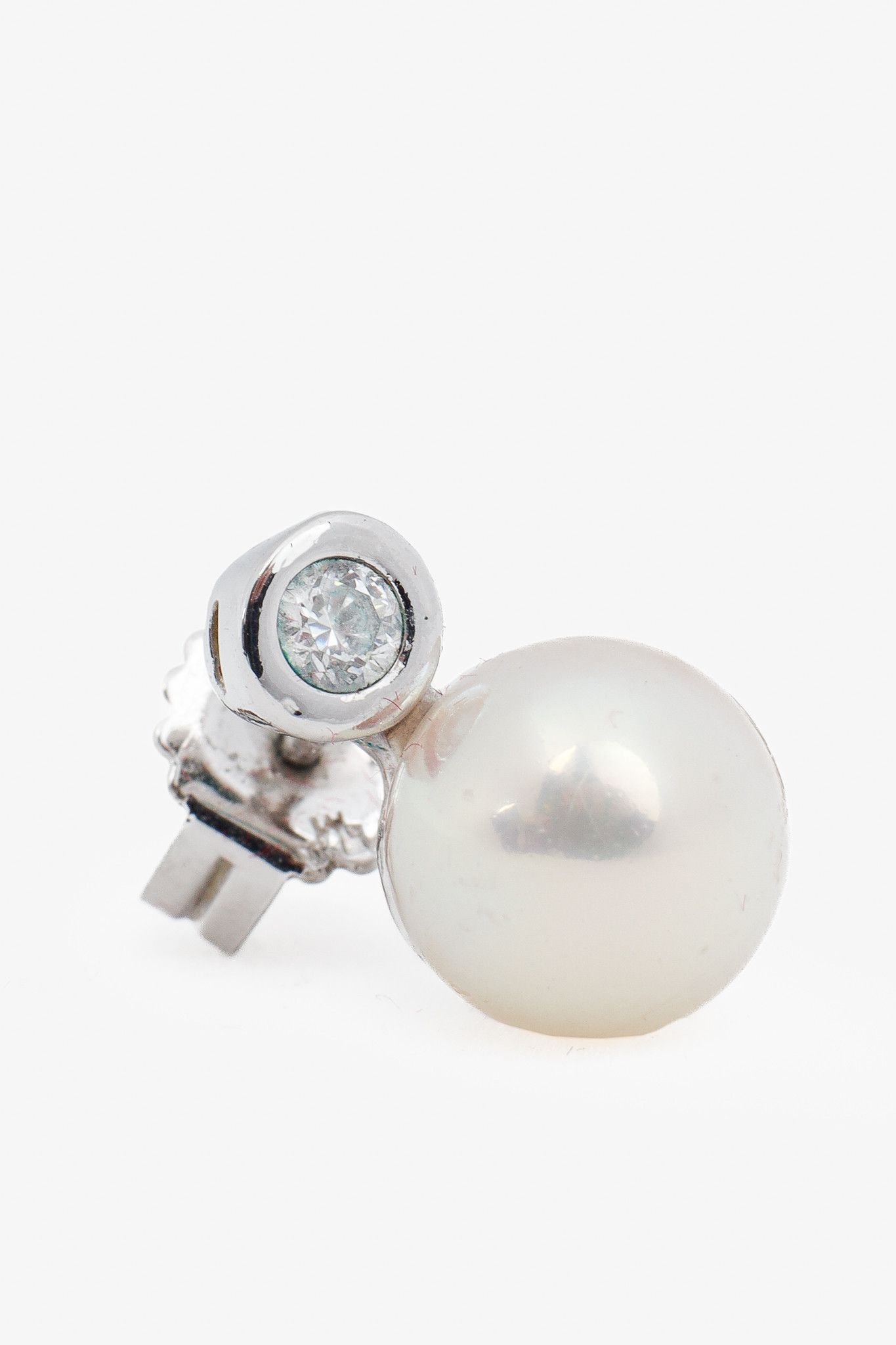 Other Majorica Silver Pearl & Zirconia Stud Earrings Size ONE SIZE - 4 Thumbnail