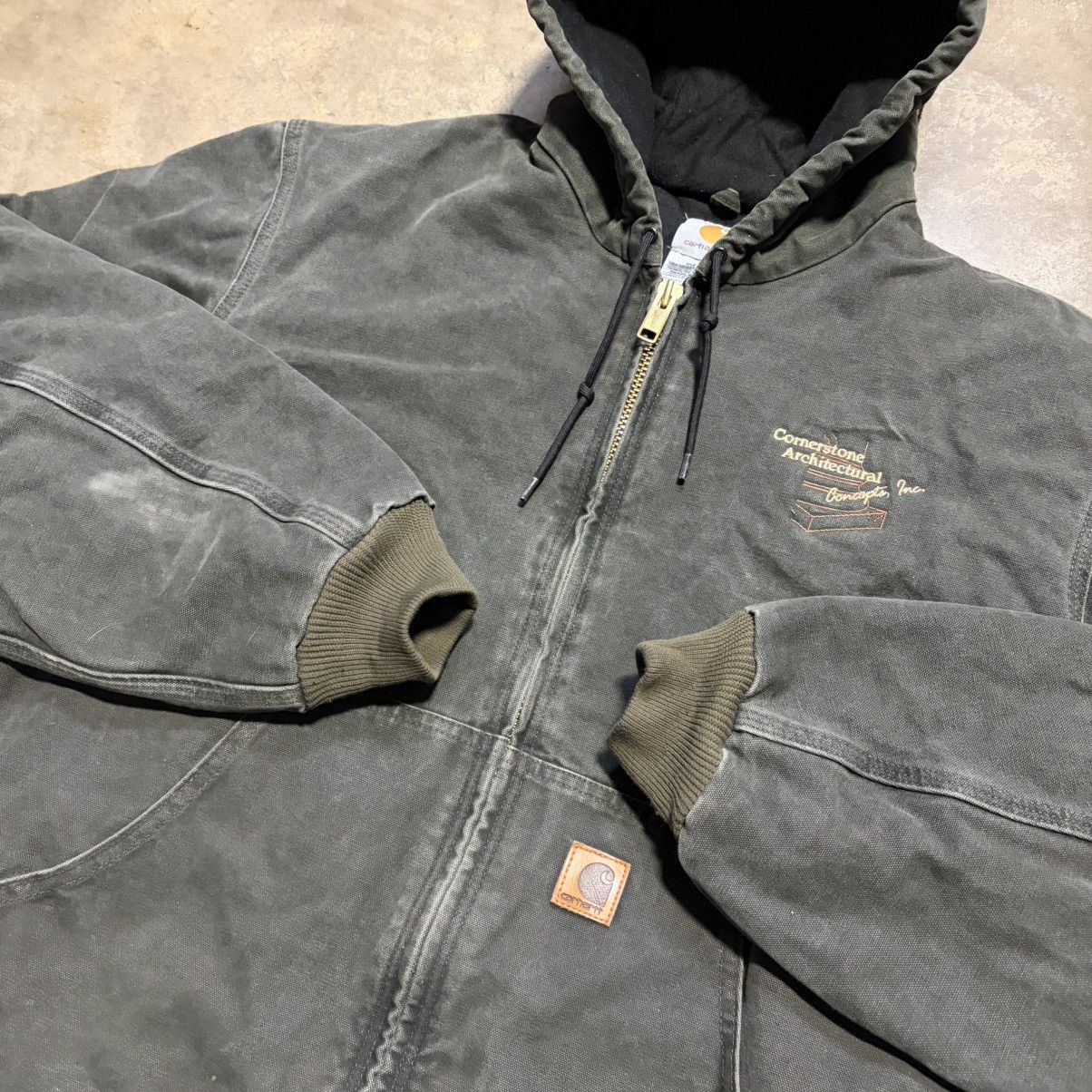 Carhartt Vintage Carhartt Mossy Green Hooded Active Jacket Zip Up Y2K Size US XL / EU 56 / 4 - 7 Thumbnail