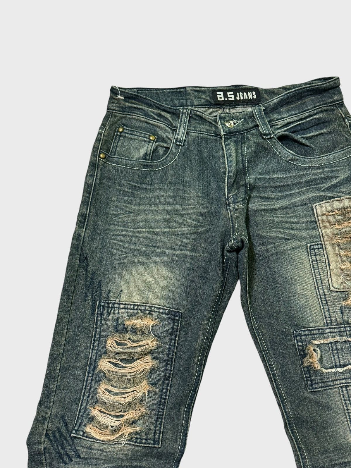 Hysteric Glamour × If Six Was Nine × Le Grande Bleu (L.G.B.) A.S Jeans Patches Mud Clawn Mark Denim Pants Size US 29 - 4 Thumbnail