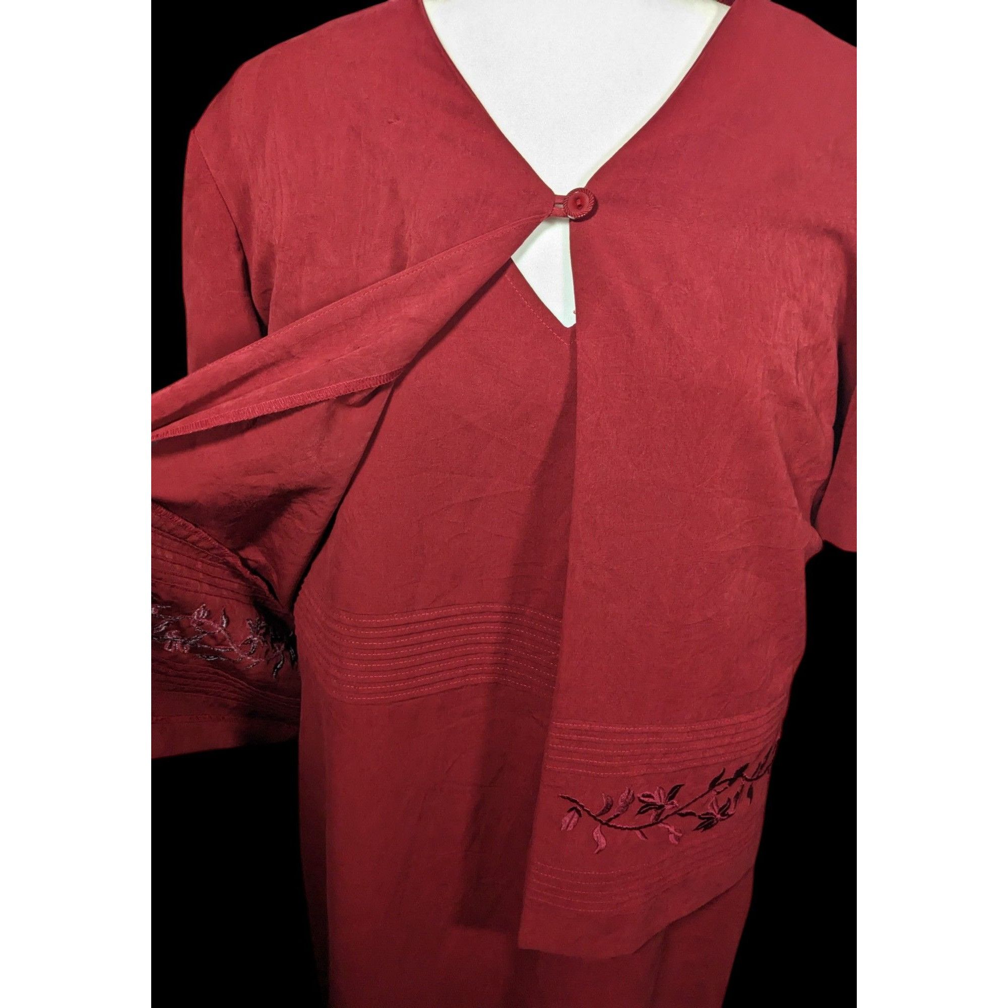 Other Vintage Melissa Harper Red Floral Embroidered Dress And Jack Size XL / US 12-14 / IT 48-50 - 2 Thumbnail