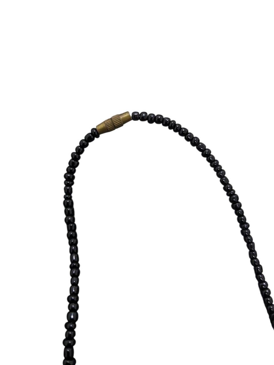 Japanese Brand PURPLE BEADED NECKLACE & LARGE PENDANT OF TAGUA NUT/WOOD Size ONE SIZE - 4 Thumbnail