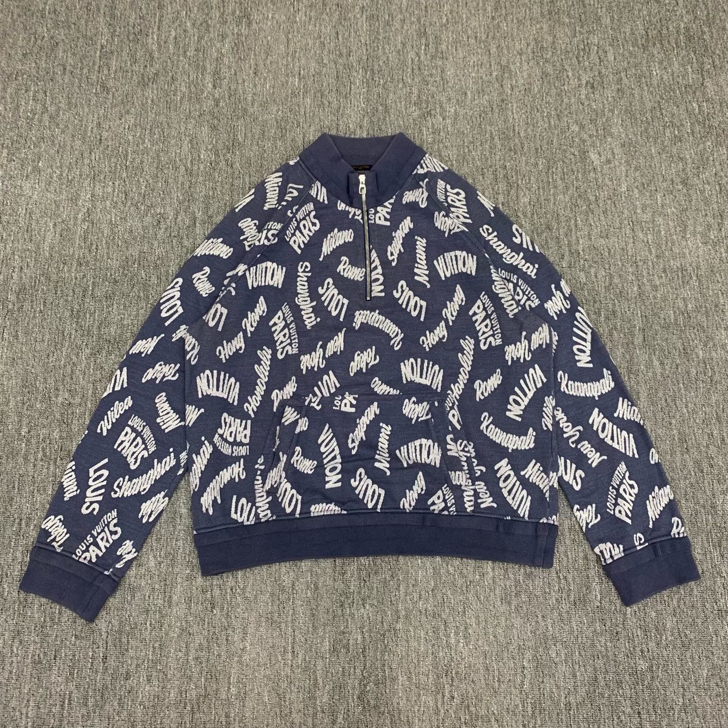 Louis Vuitton LV Blue Half-Zip Slogan Print Sweatshirt Size US XXL / EU 58 / 5 - 1 Thumbnail