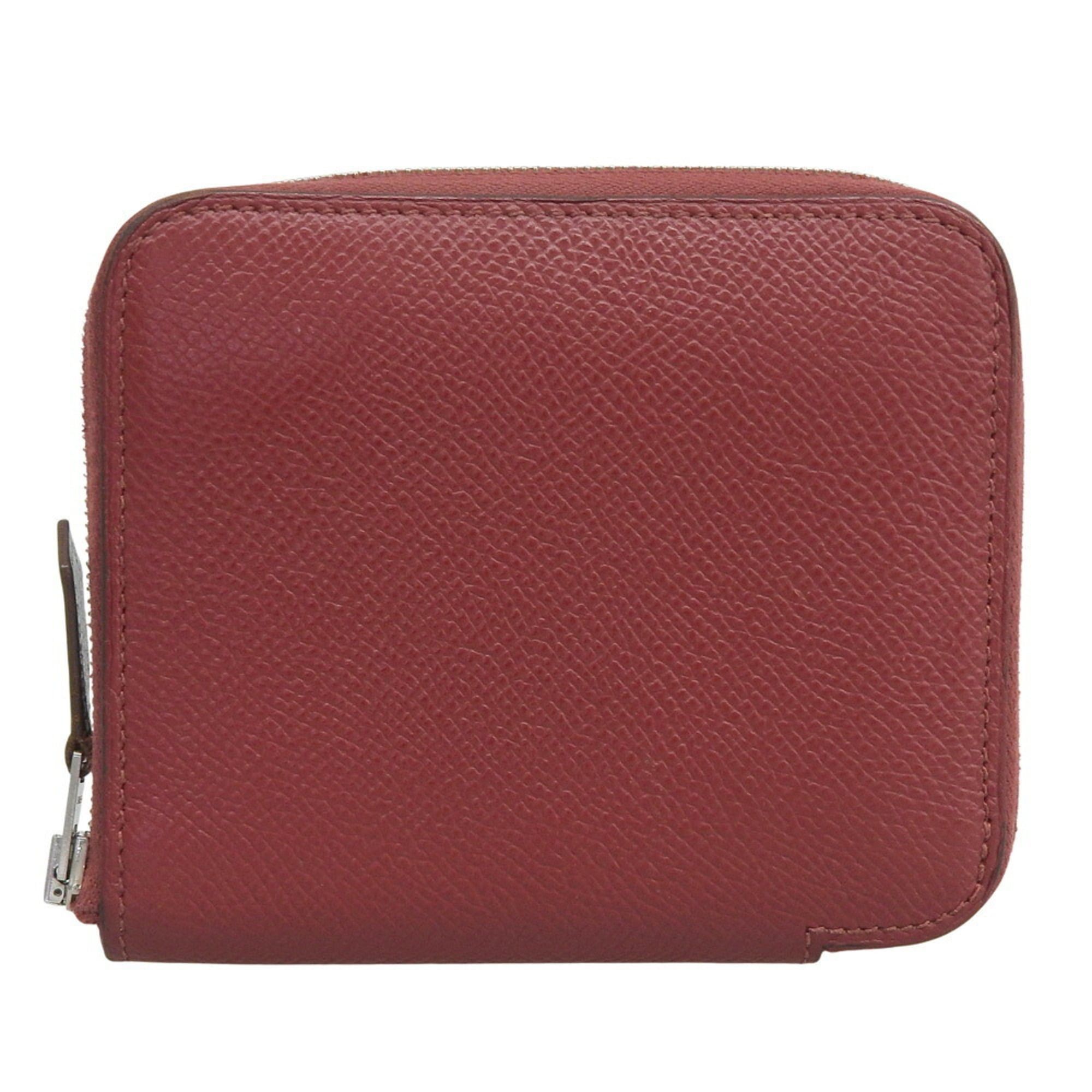 Hermes Azap Silkin Compact X Stamped Round Coin Case Epson Red