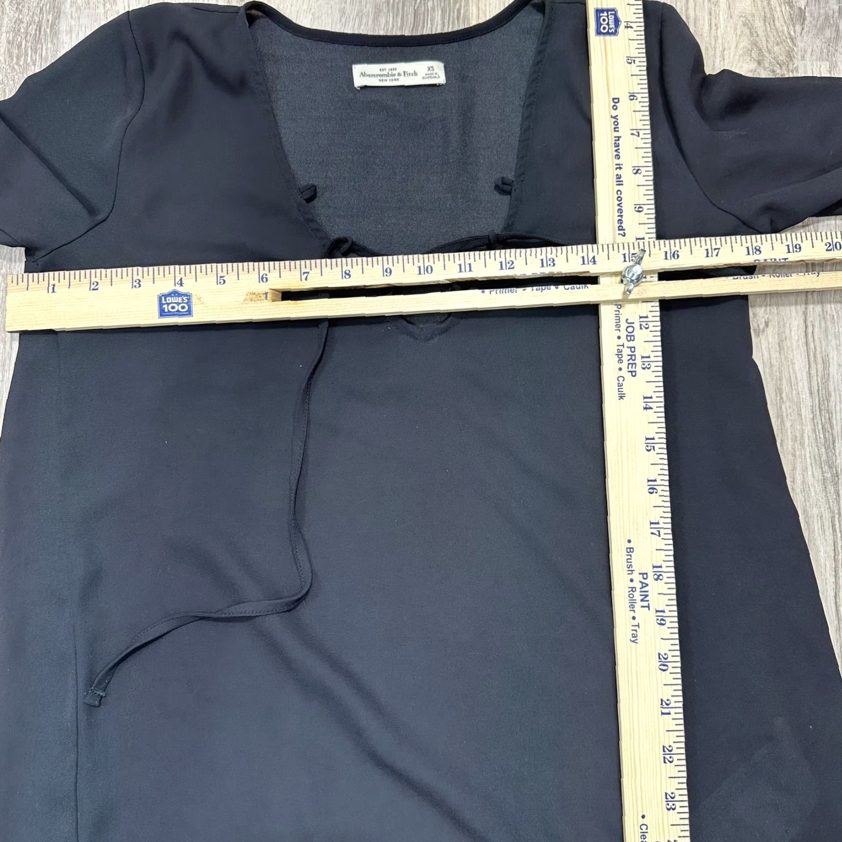 Abercrombie & Fitch Abercrombie & Fitch Black Relaxed Blouse Shirt Bell Sleeve Sheer Lace Up XS Women"} Size XS / US 0-2 / IT 36-38 - 2 Thumbnail