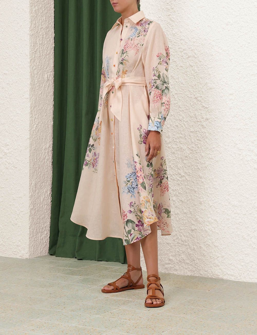 Zimmermann o1s22i1n1024 Halliday Midi Chemisier Dress in Multicolor Size S / US 4 / IT 40 - 3 Thumbnail
