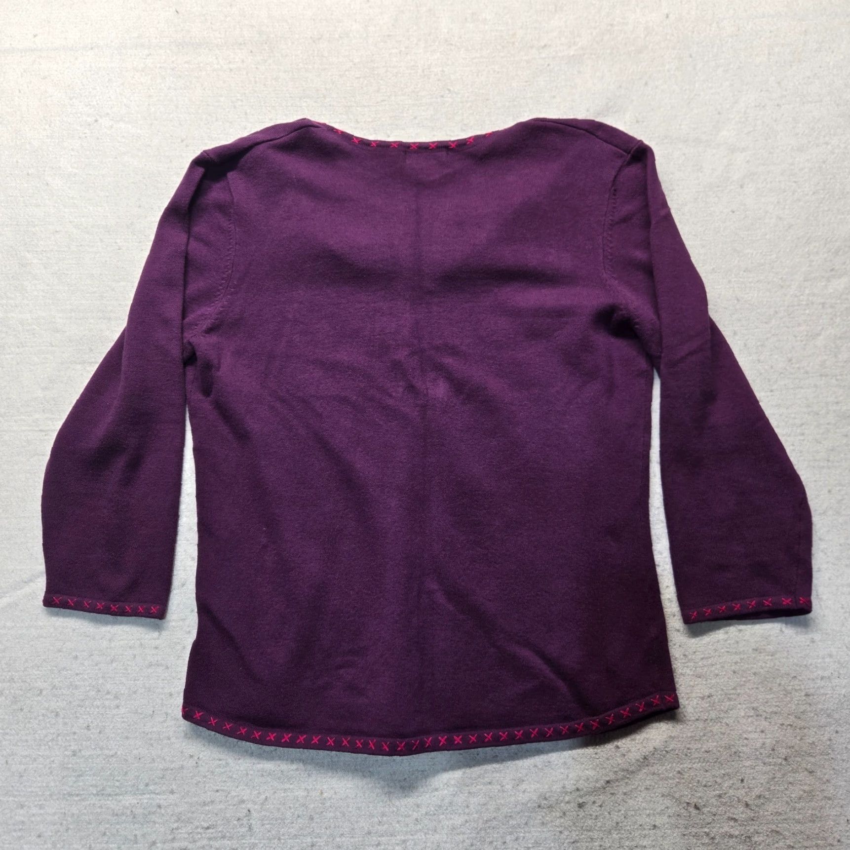 Vintage St. John's Bay Purple Floral Flowers Long Sleeve Knit Sweater Adult Women's Med Size M / US 6-8 / IT 42-44 - 8 Thumbnail