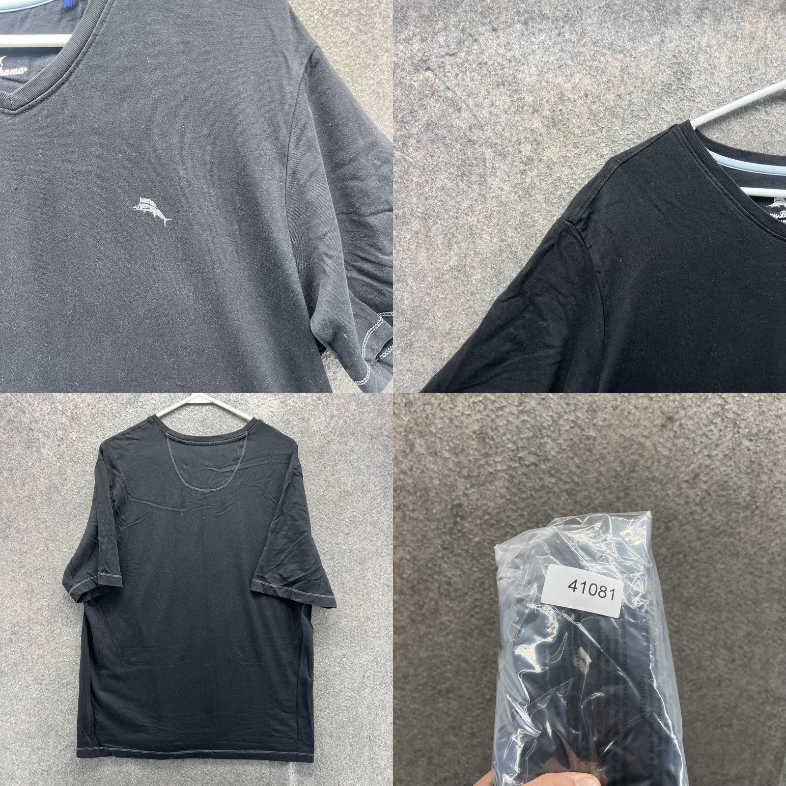 Tommy Bahama Tommy Bahama Shirt Mens Large Black Supima Cotton V-Neck Tee Tagless Soft - Mens Short Sleeve T-Shirt - Embroidered Marlin Logo - Regular Fit Size US L / EU 52-54 / 3 - 8 Thumbnail