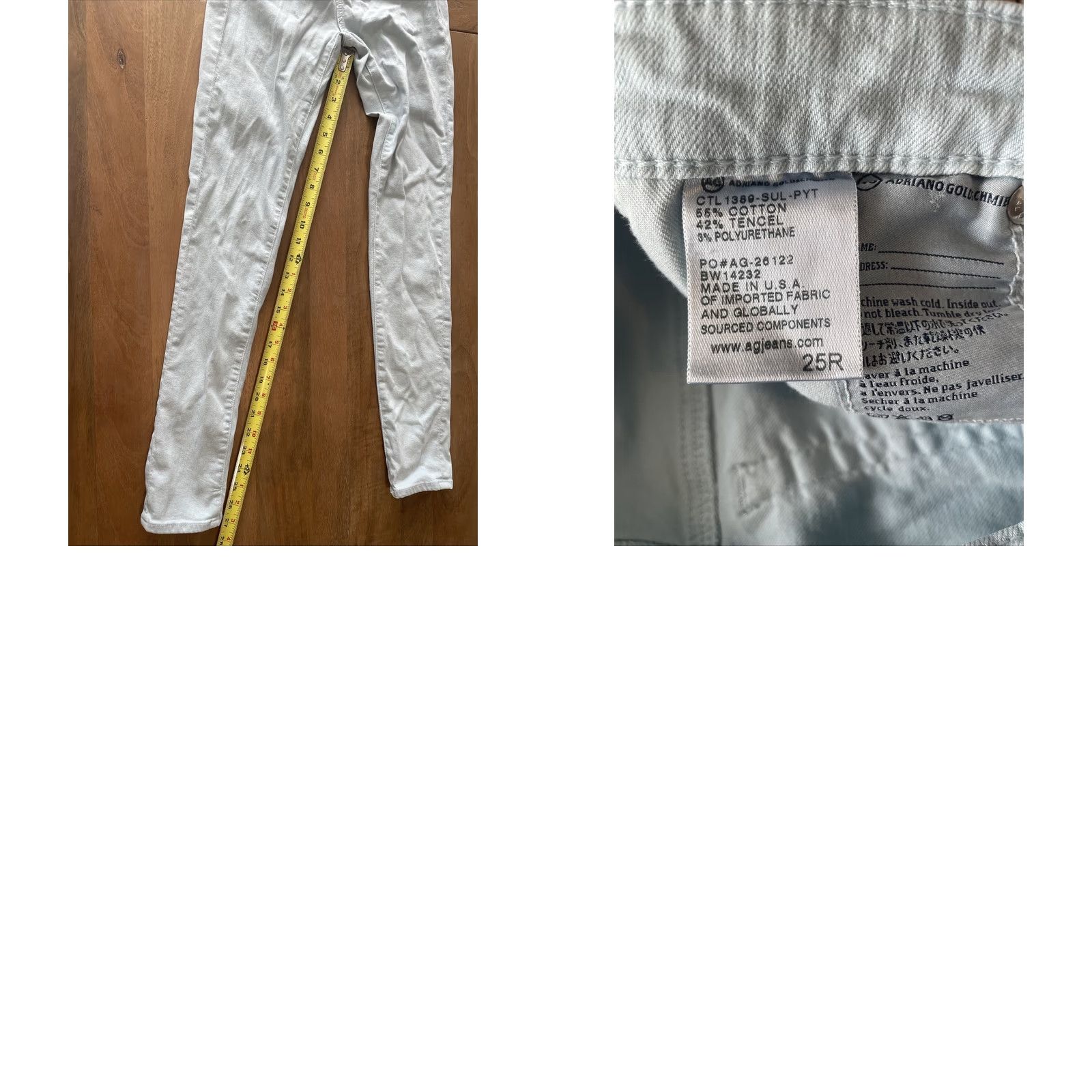 AQUA AG Adriano Goldschmied The Legging Ankle Super Skinny Women 25R Aqua MADE USA Jeans Blue 5-Pocket Logo Size 42" / US 20 - 8 Thumbnail