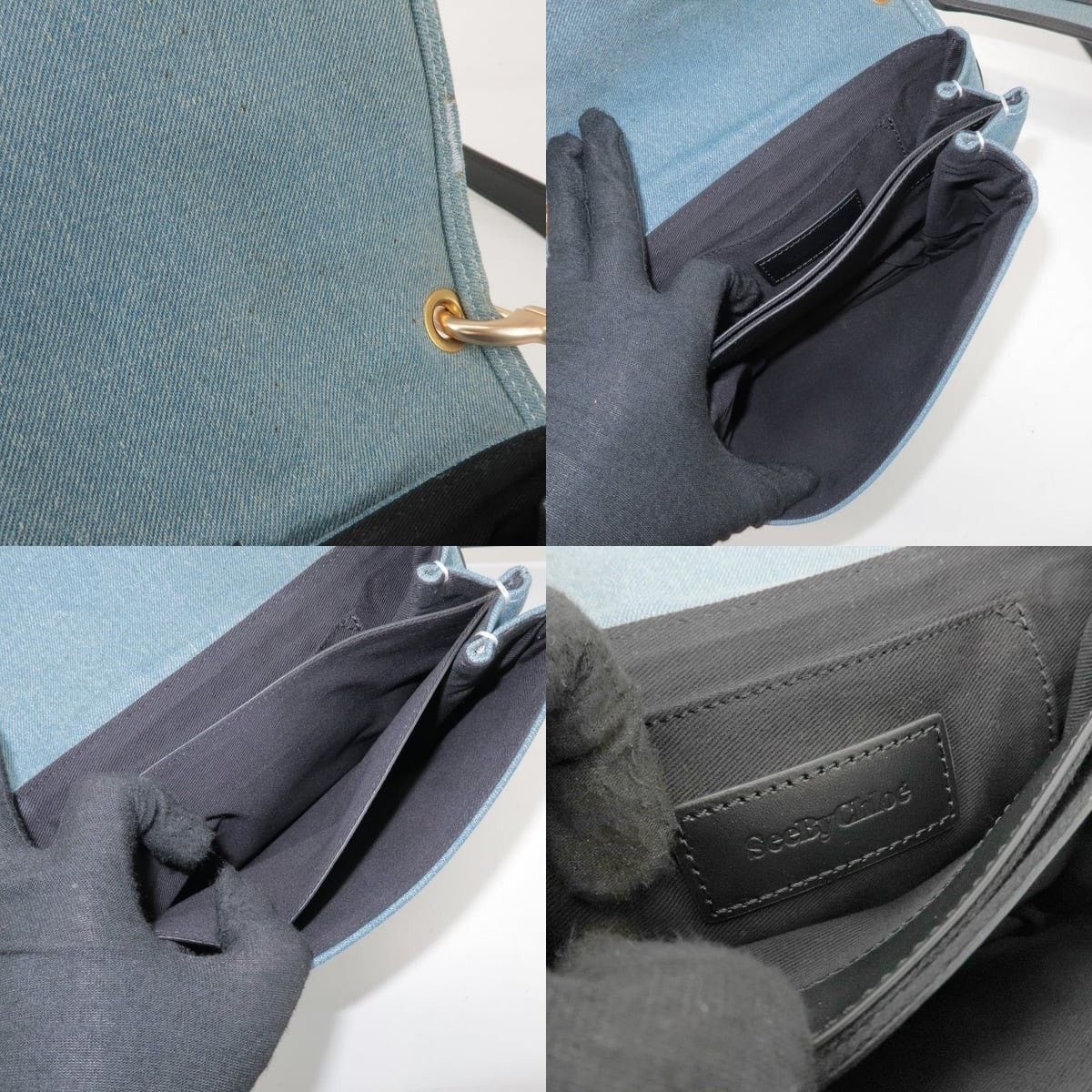 Chloe See by Chloe Hana Denim Shoulder Bag Blue Size ONE SIZE - 7 Thumbnail