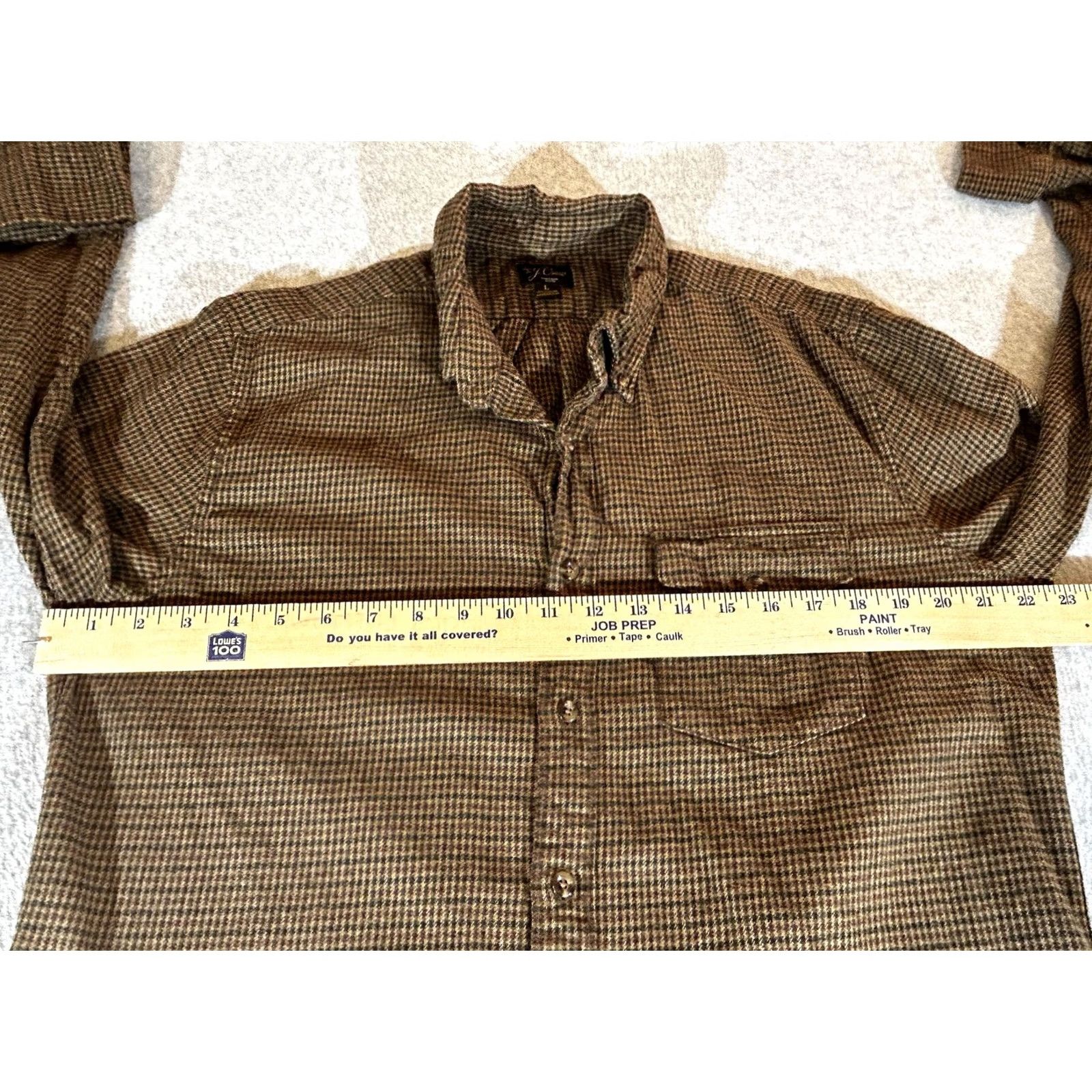 J.Crew J.Crew Button-Up Flannel Shirt Mens Large Brown Check Cashmere Blend Long Sleeve Size US L / EU 52-54 / 3 - 3 Thumbnail