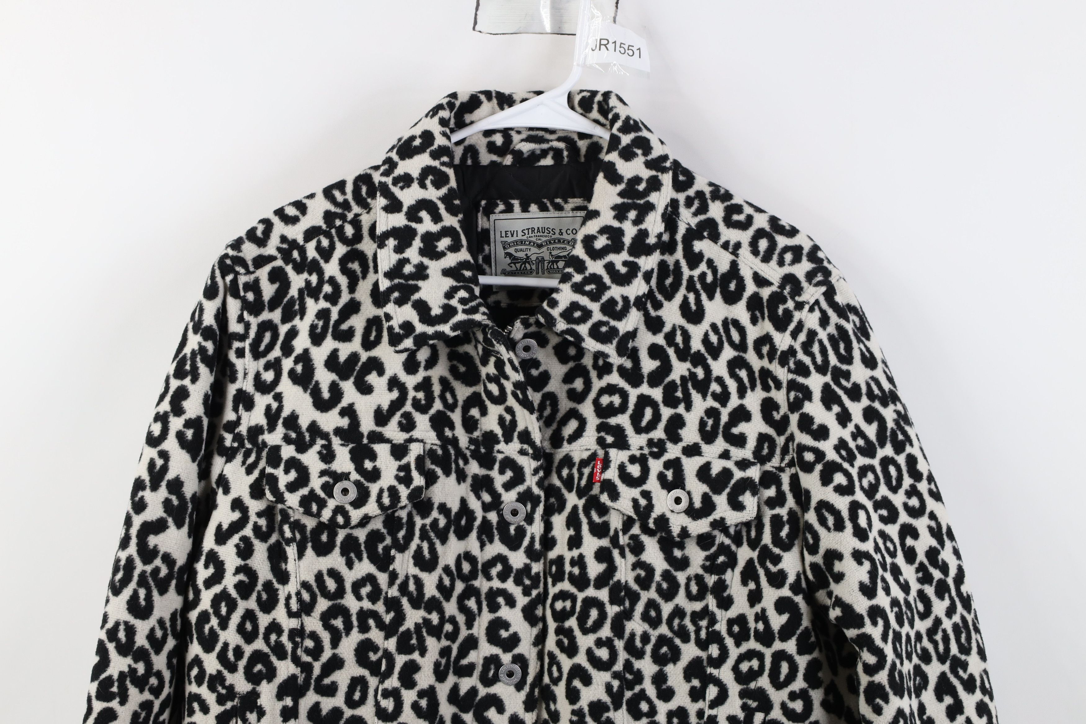 Levi's Vintage Y2K Levis Cheetah Quilted Fleece Trucker Jacket Size L / US 10 / IT 46 - 2 Thumbnail