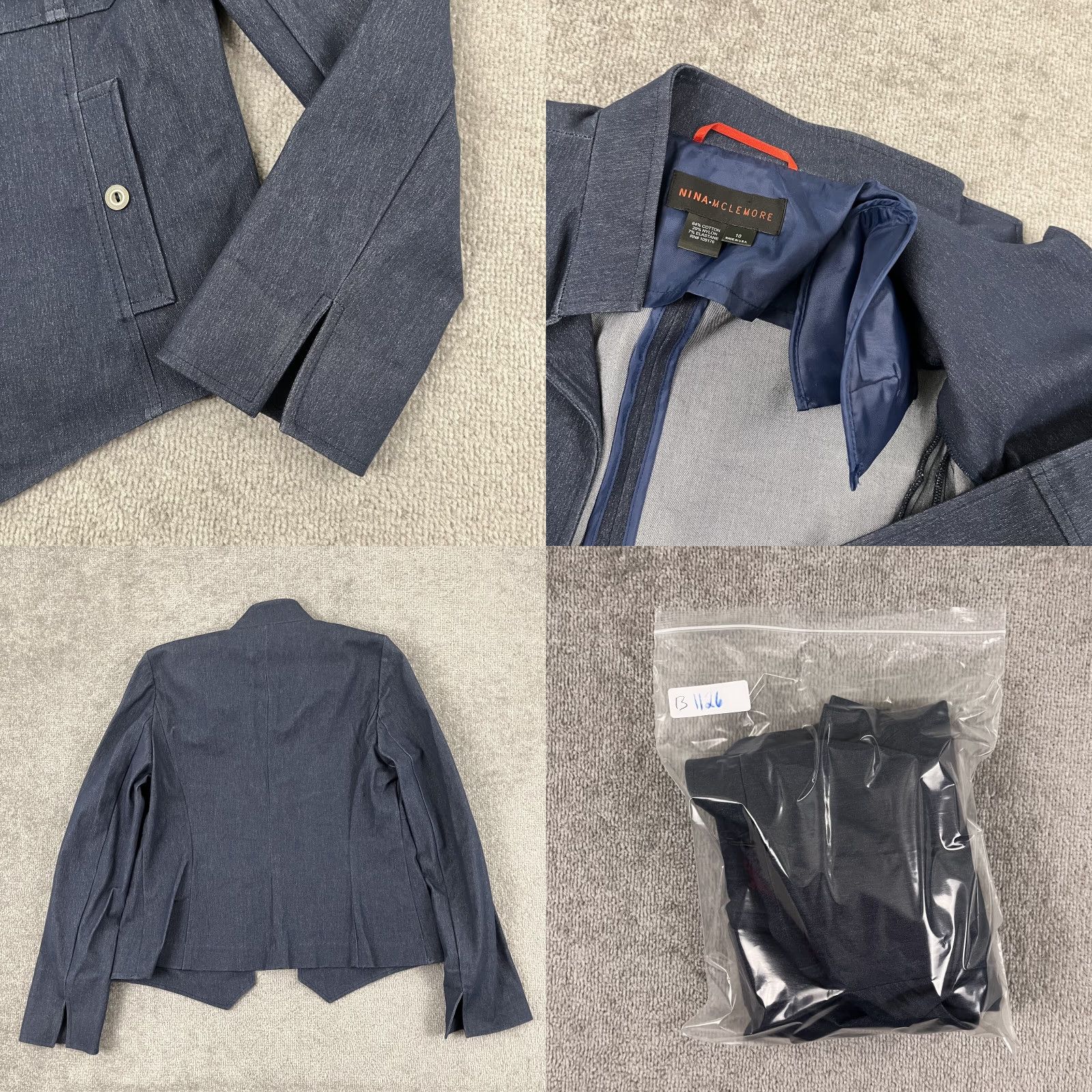 Vintage Nina Mclemore Jacket Blazer Women Size 10 Blue Chambray Stretch Denim Open Front Size L / US 10 / IT 46 - 8 Thumbnail