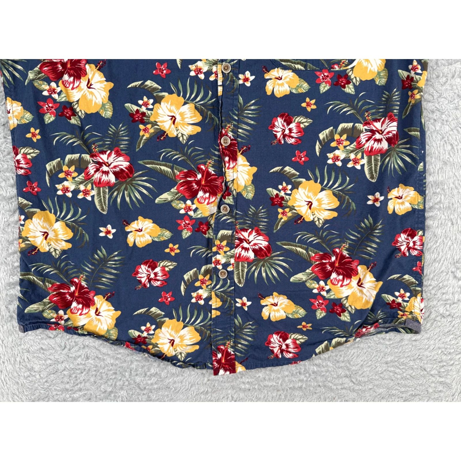 Lee Lee Shirt Men M Blue Floral Hibiscus Button-Up 100% Cotton Hawaiian Aloha Beach Vacation Resort Mens Size US M / EU 48-50 / 2 - 5 Thumbnail