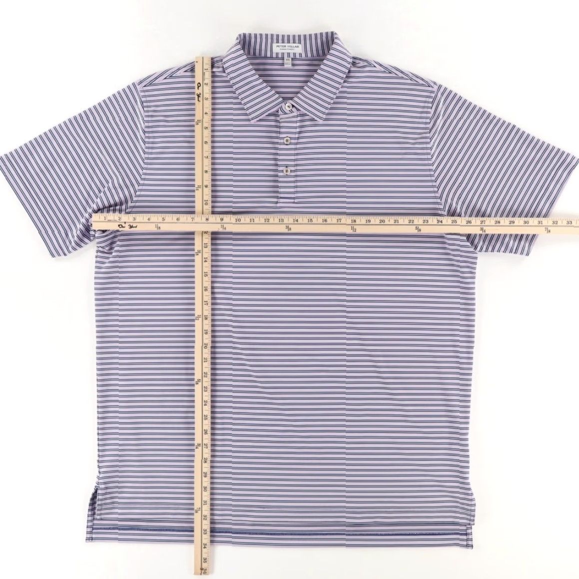 Peter Millar VINTAGE Peter Millar Hamden Performance Jersey Striped Polo Shirt Purple Men's 2XL Size US XXL / EU 58 / 5 - 3 Thumbnail