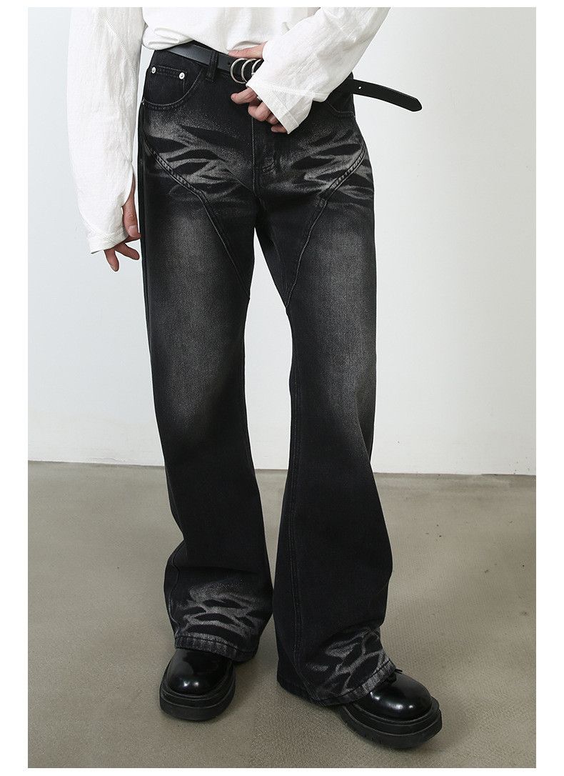 Japanese Brand Retro clessfit patchwork straight-leg black flared jeans Size US 32 / EU 48 - 2 Thumbnail