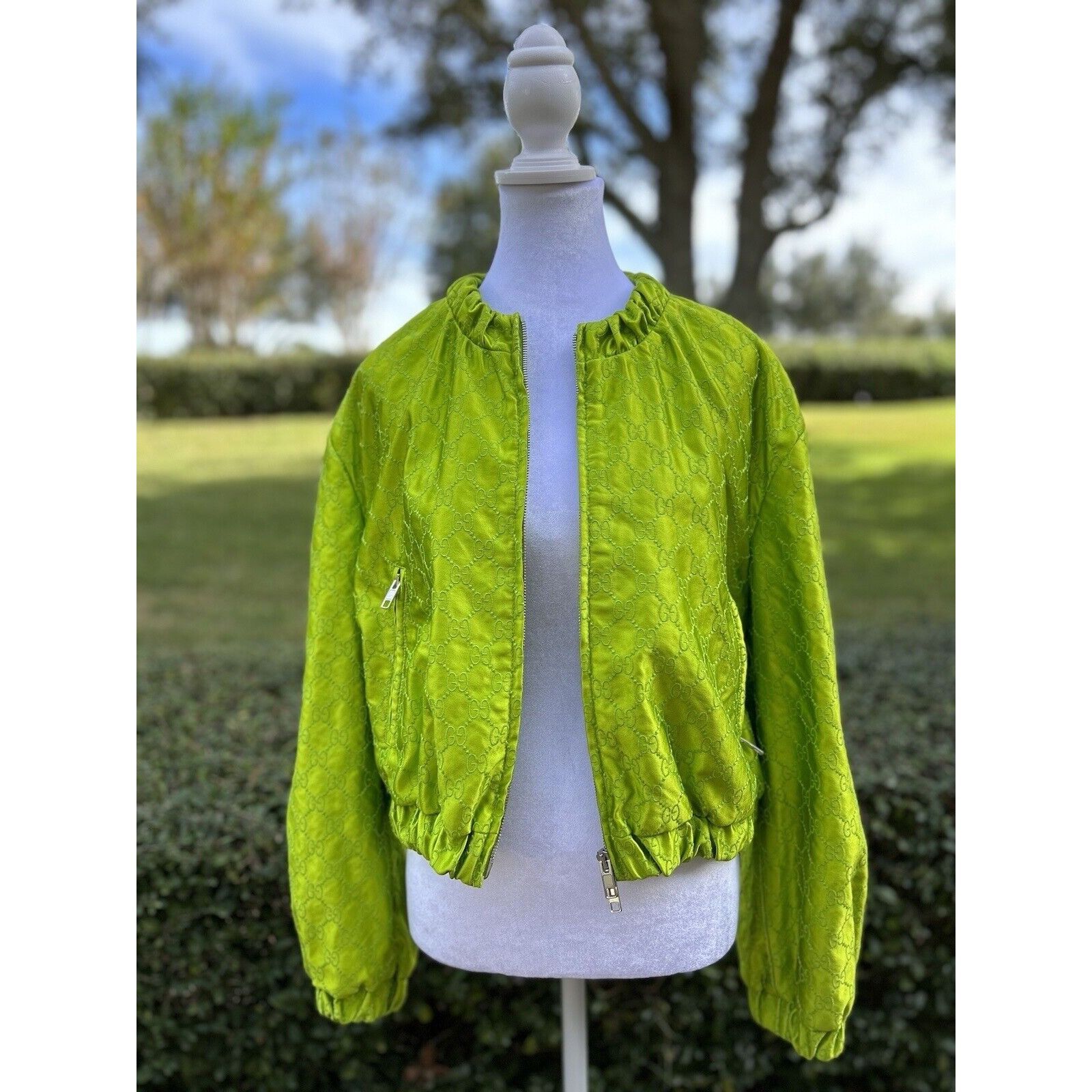 Gucci Gucci Green Satin Bomber Jacket New Size 44 Size M / US 6-8 / IT 42-44 - 12 Thumbnail