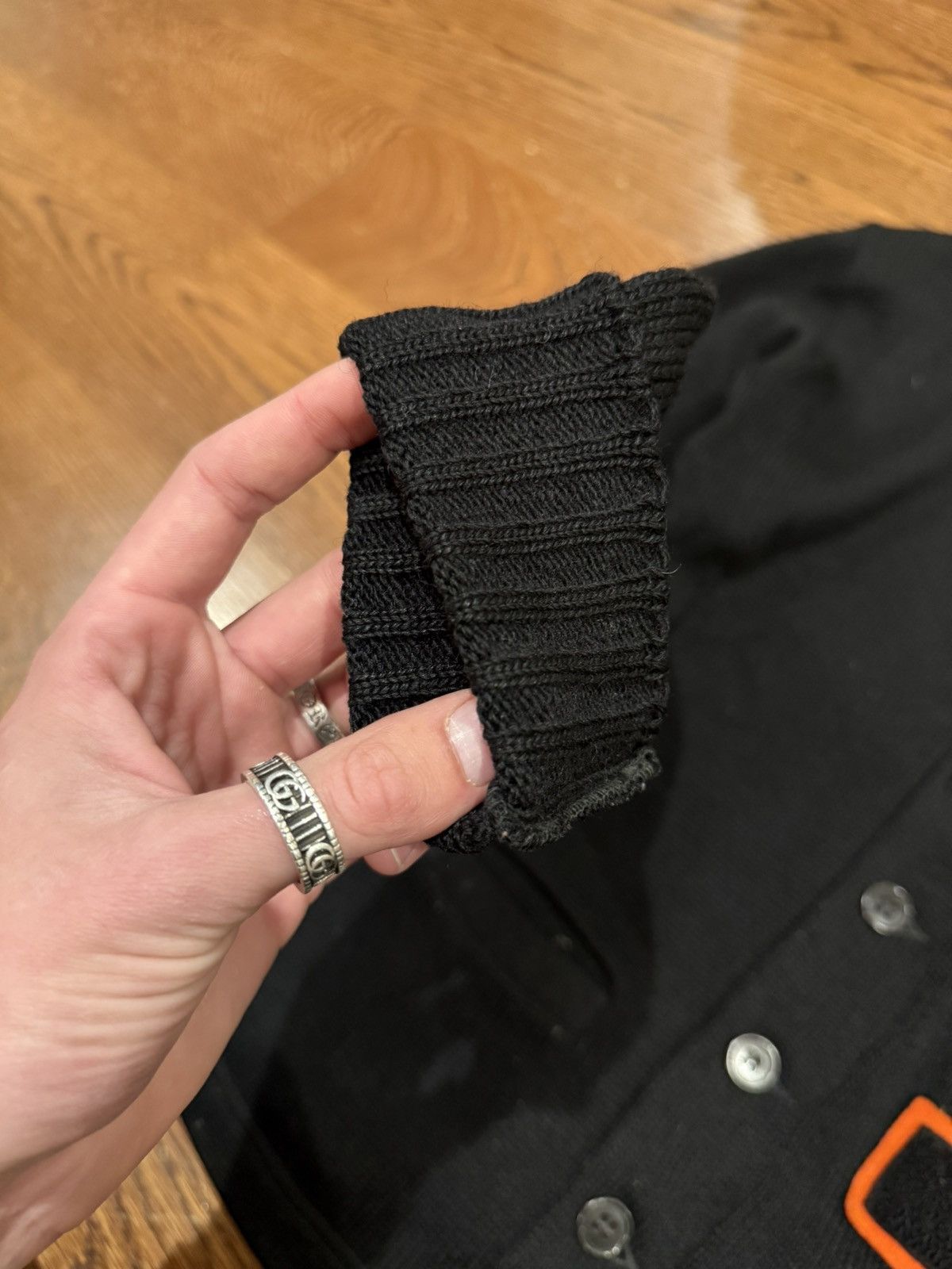 Vintage Vintage 50s 60s Black Varsity Style Cardigan Letterman F Size US L / EU 52-54 / 3 - 4 Thumbnail