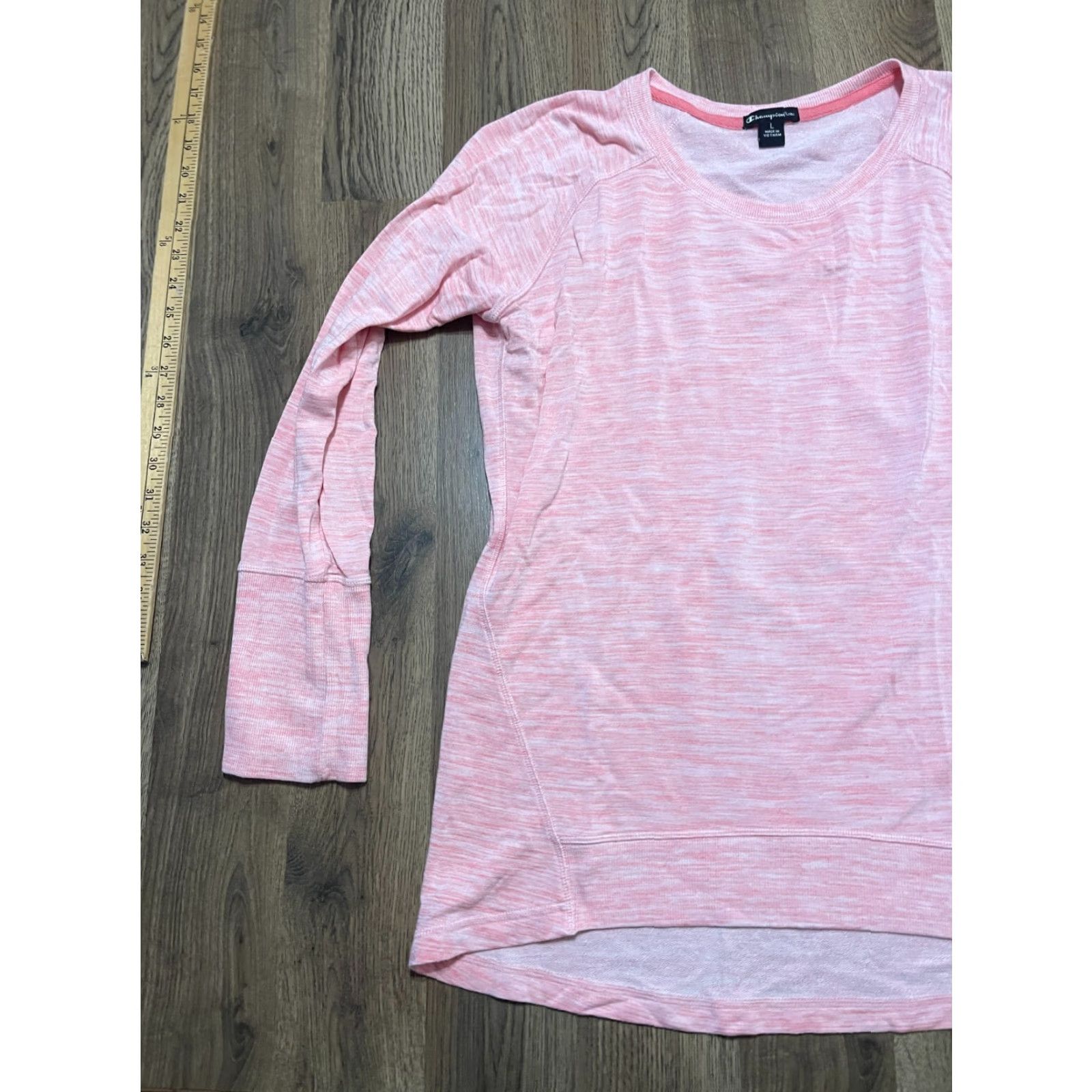 Champion Champion Shirt Women Large Pink Long Sleeve Crew Neck T-Shirt, Regular Fit, Casual, Pullover, Short Words from original title Size L / US 10 / IT 46 - 3 Thumbnail