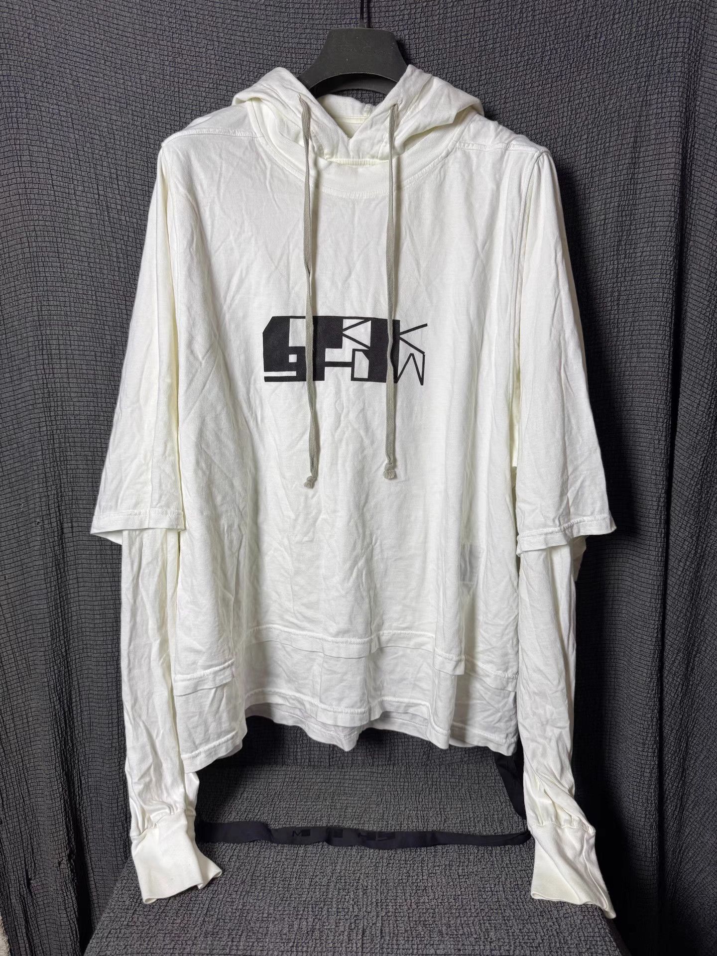 Rick Owens Fake Two-Piece Drawstring Hoodie