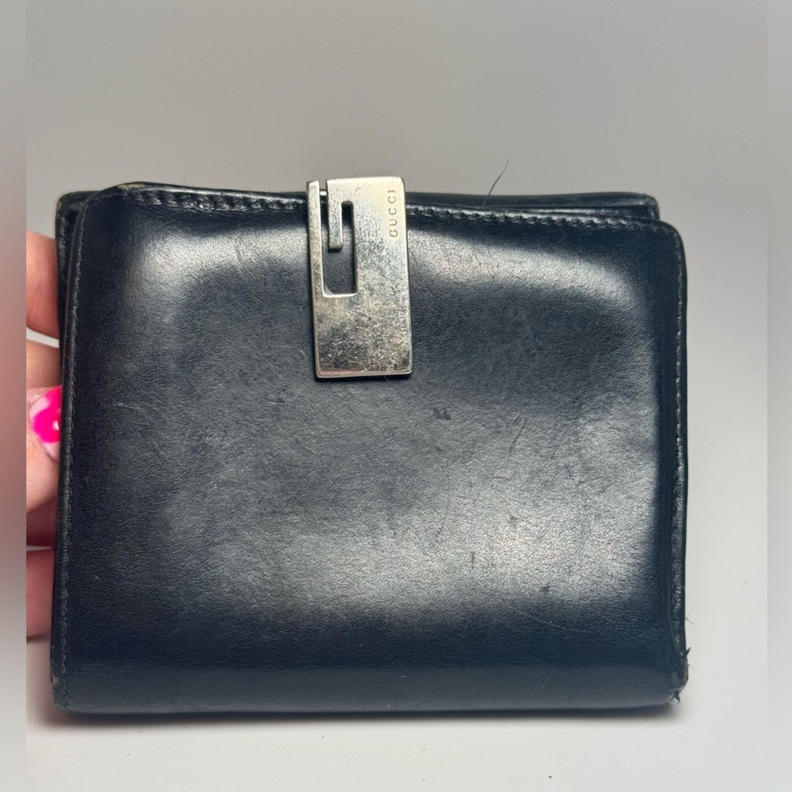 Gucci Gucci Vintage Black Smooth Leather Bifold Wallet Fair Size ONE SIZE - 1 Thumbnail