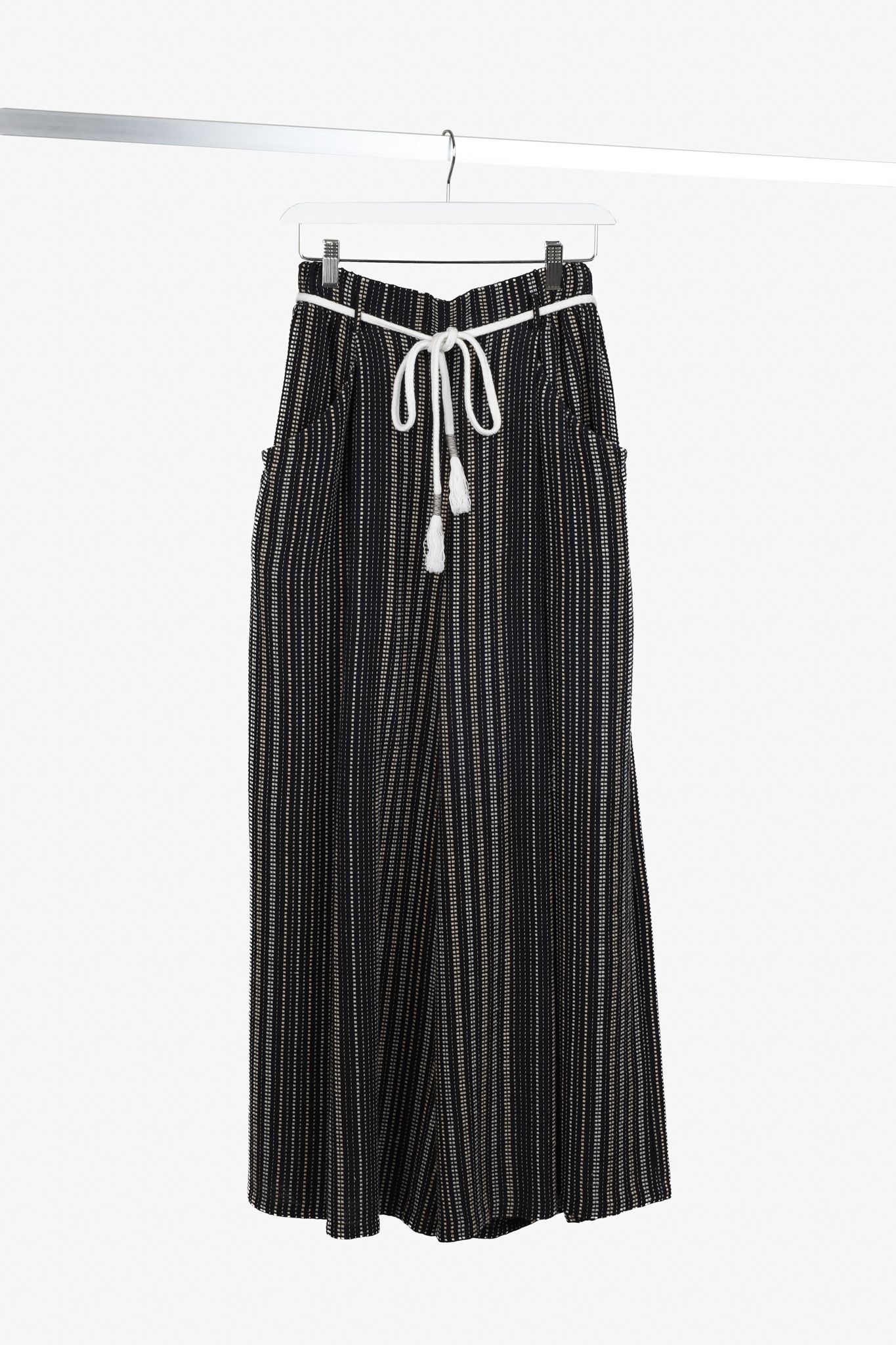 Other Laura Siegel Handcrafted Black Traditional Stripe Wide Pants Size 28" / US 6 / IT 42 - 1 Thumbnail