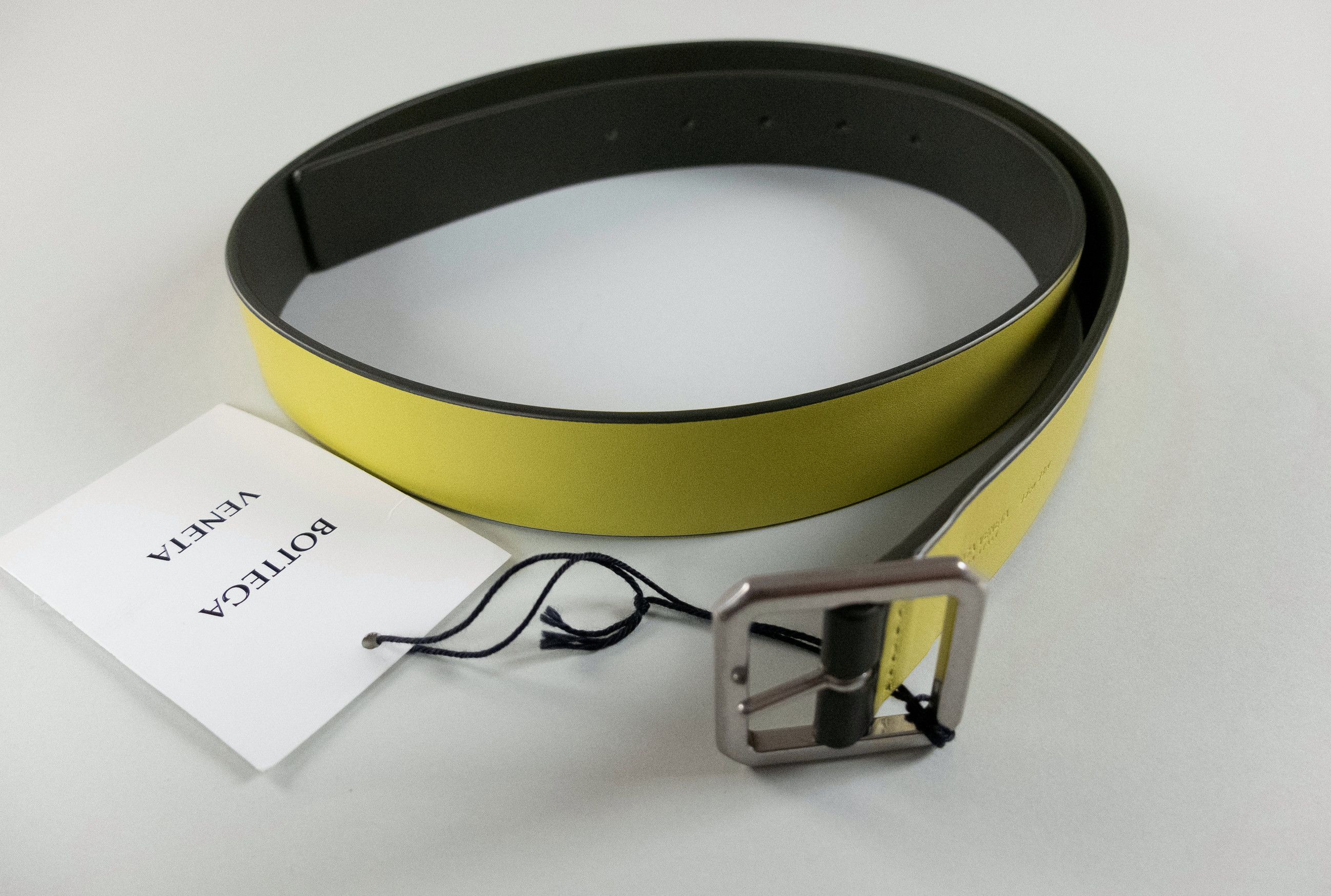 Bottega Veneta BOTTEGA VENETA dark green & kiwi reversible leather belt 95 Size 38 - 6 Thumbnail