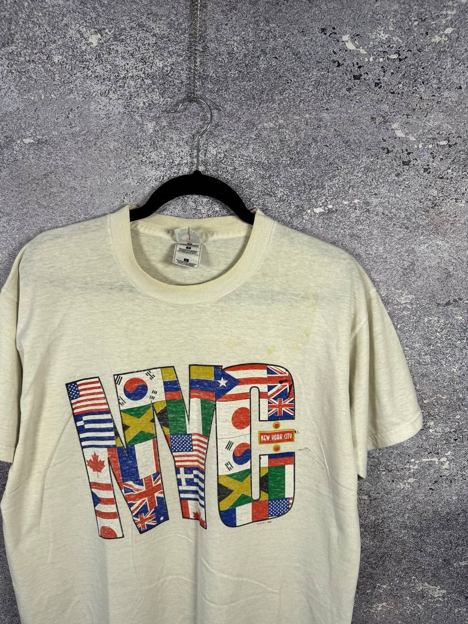 Fruit Of The Loom × Vintage Vintage 90's NYC White Flag Graphic T-Shirt Large Souvenir Size US L / EU 52-54 / 3 - 2 Thumbnail
