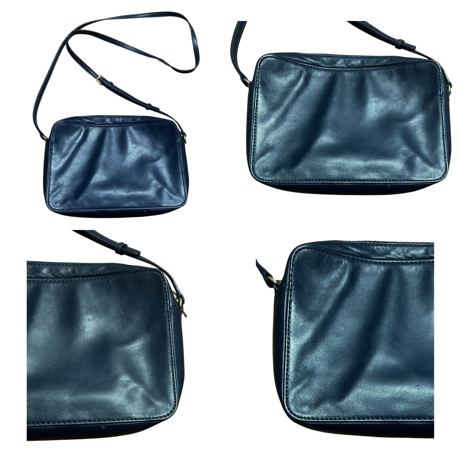 Vintage VINTAGE? No. Michael Kors Diamond Grommet JetSet Travel Leather Crossbody Bag Navy Blue Purse Size ONE SIZE - 9 Thumbnail