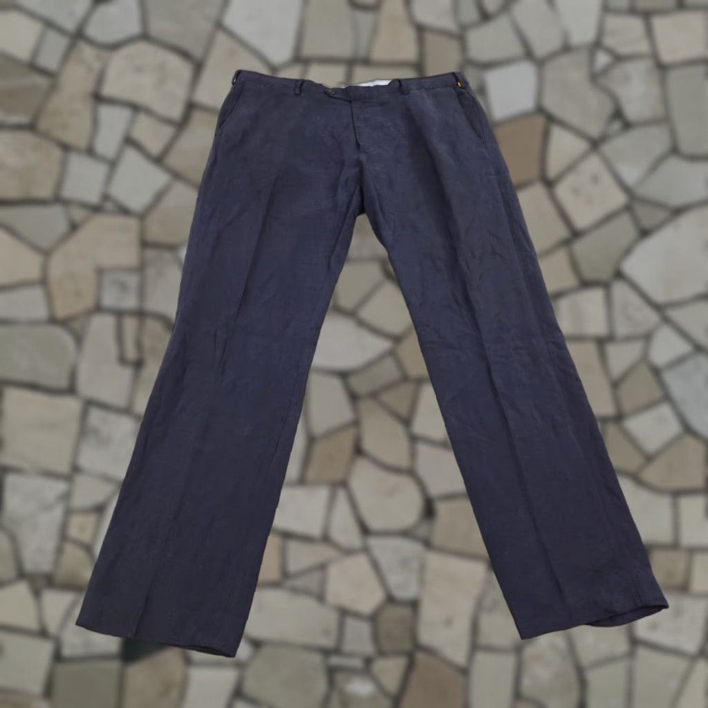 Polo Ralph Lauren Men's Pants 38x32 Navy Blue Slim Fit Linen Blend Dress  Trousers Casual Business