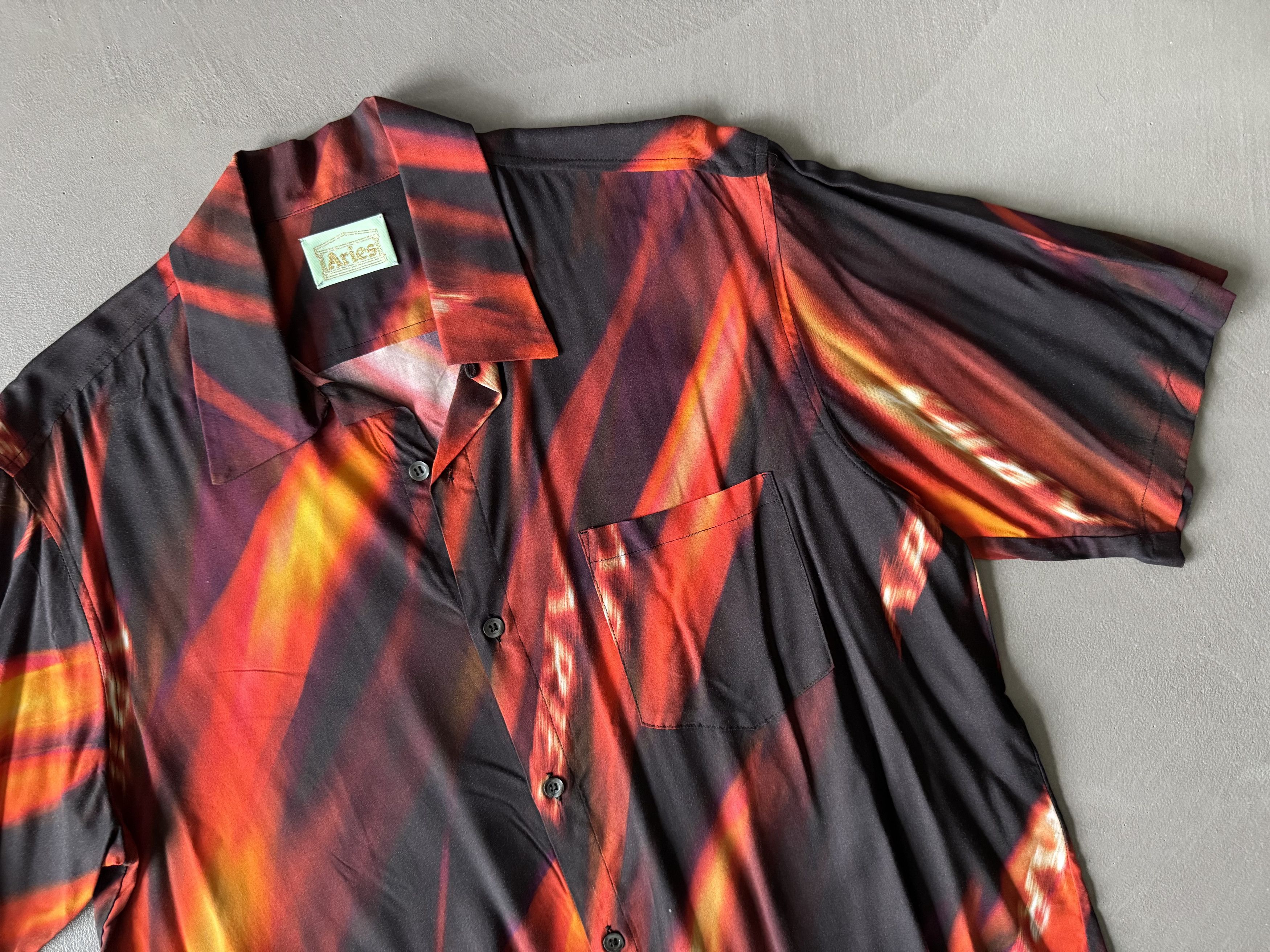 Aries Aries Arise Flame Print Camp Collar Shirt Size US L / EU 52-54 / 3 - 4 Thumbnail