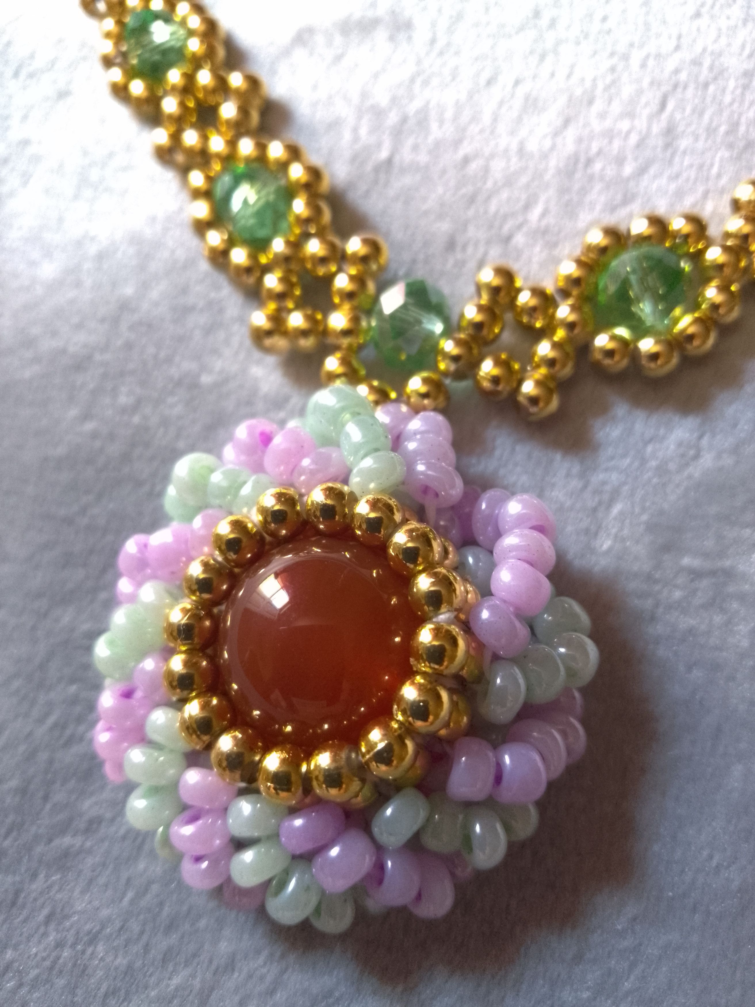 Handmade Necklace Pendant red carnelian gemstones vintage style Size ONE SIZE - 8 Thumbnail