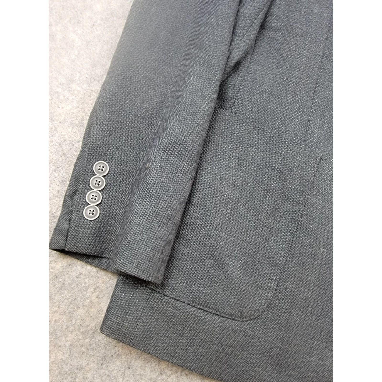 Nautica Nautica Suit Jacket Blazer Mens 38R Gray Double-Vented Linen Polyester Spandex Notch Hooked Two-Button Front Button Style Regular Modern City Classic Size 38R - 4 Thumbnail