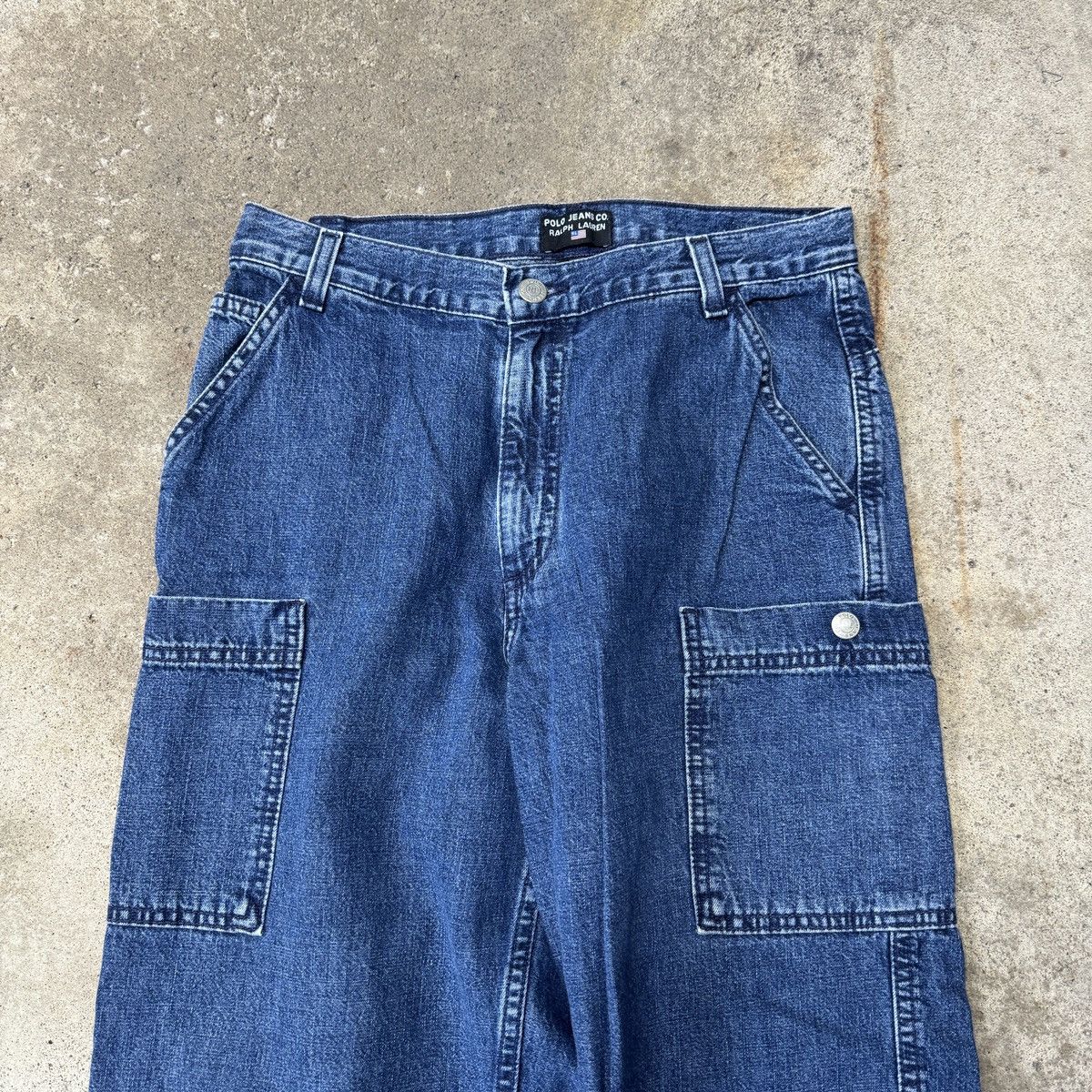 Vintage VINTAGE POLO JEANS BAGGY CARGO SKATER DENIM JEANS 28x29in Size US 28 / EU 44 - 5 Thumbnail