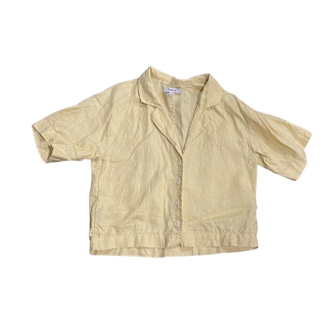 Madewell Boxy Fit 100% Linen Resort Crop Shirt Small Vacation Summer Size S / US 4 / IT 40 - 2 Thumbnail