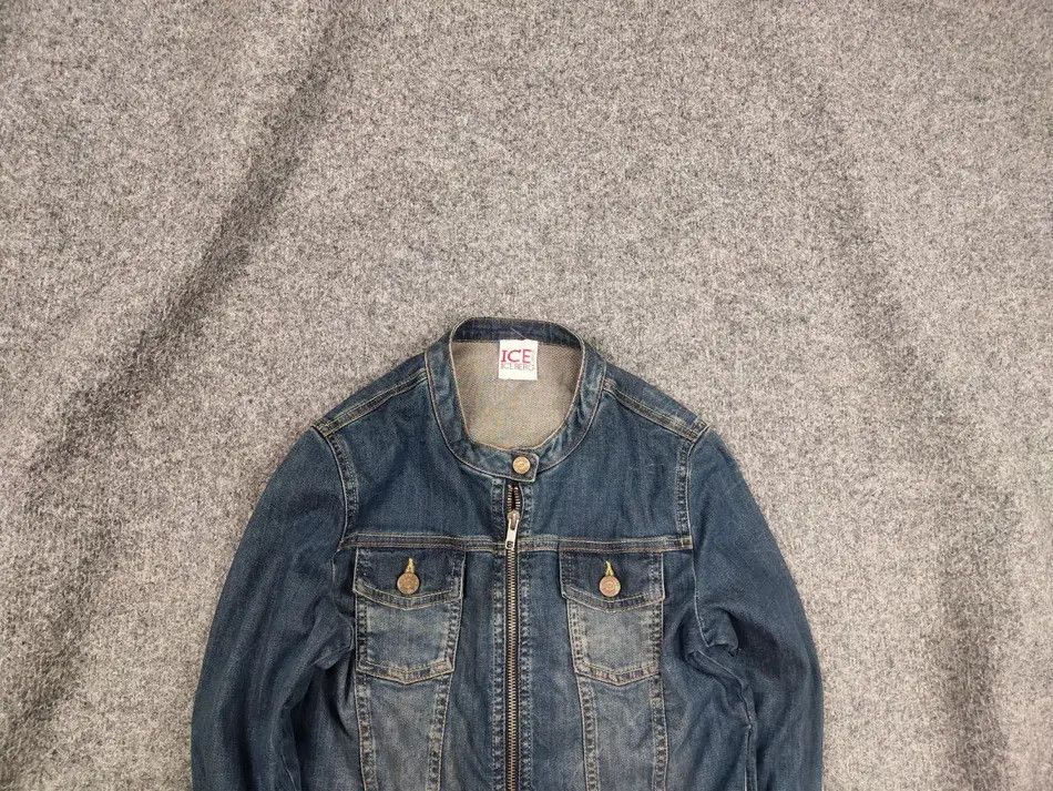 Vintage Ice Iceberg Womens Junior Denim Pocket Zip up Jacket