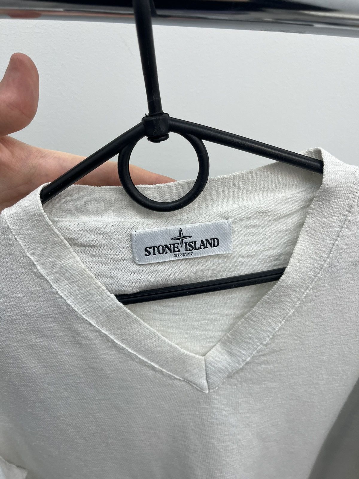 Stone Island Stone Island V-neck Linen Knit Long Sleeve Sweater Size US L / EU 52-54 / 3 - 3 Thumbnail