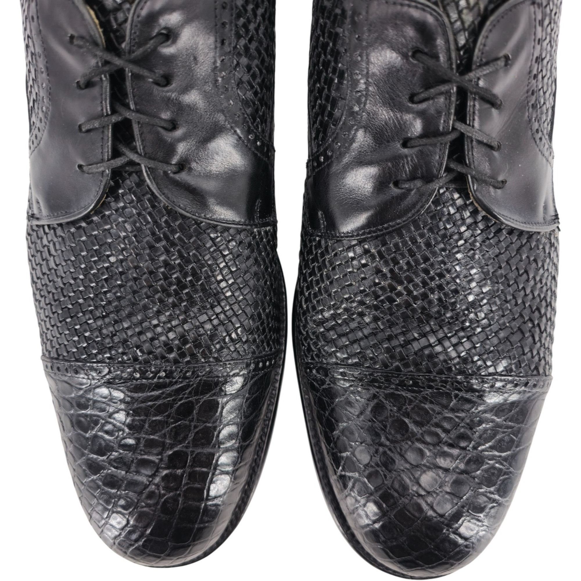 Mezlan Vintage Mezlan Mens 15M Black Exotic Crocodile Woven Leather Size US 15 / EU 48 - 9 Thumbnail
