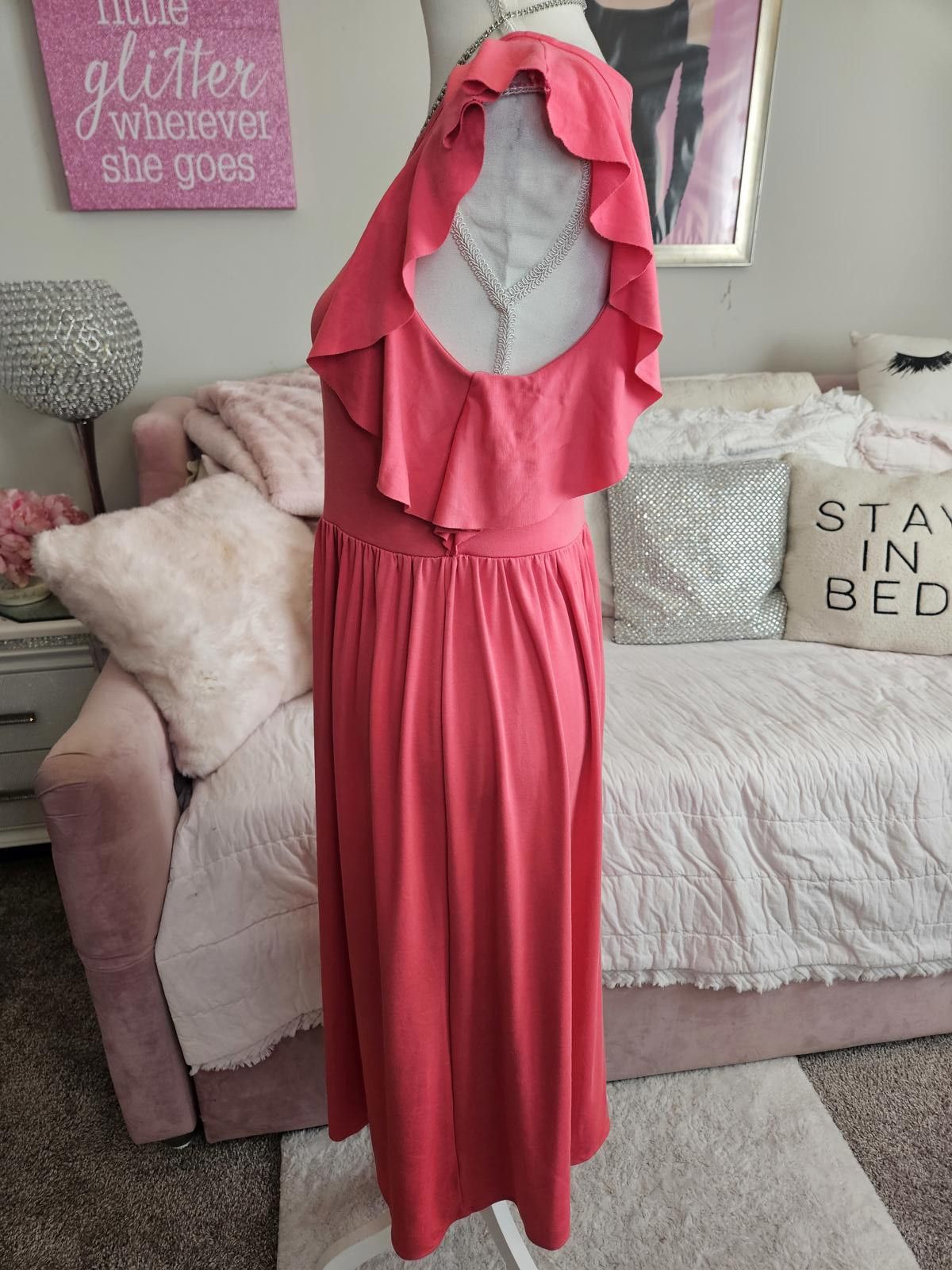 Gap Stylish GAP Coral Maxi Dress with Ruffle Sleeves Size S / US 4 / IT 40 - 2 Thumbnail