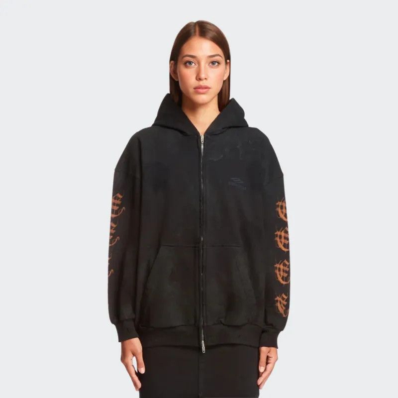 Balenciaga o1srvl11e1124 Dup / Heavy Metal Zip-Up Hoodie Small Fit Size XL / US 12-14 / IT 48-50 - 6 Thumbnail