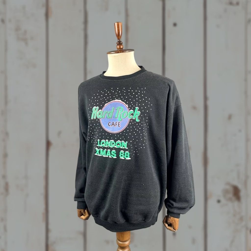 Hard Rock Cafe Hard Rock Cafe London Sweatshirt Men XL Black Cotton Wool Crew Neck Vintage Size US XL / EU 56 / 4 - 1 Thumbnail