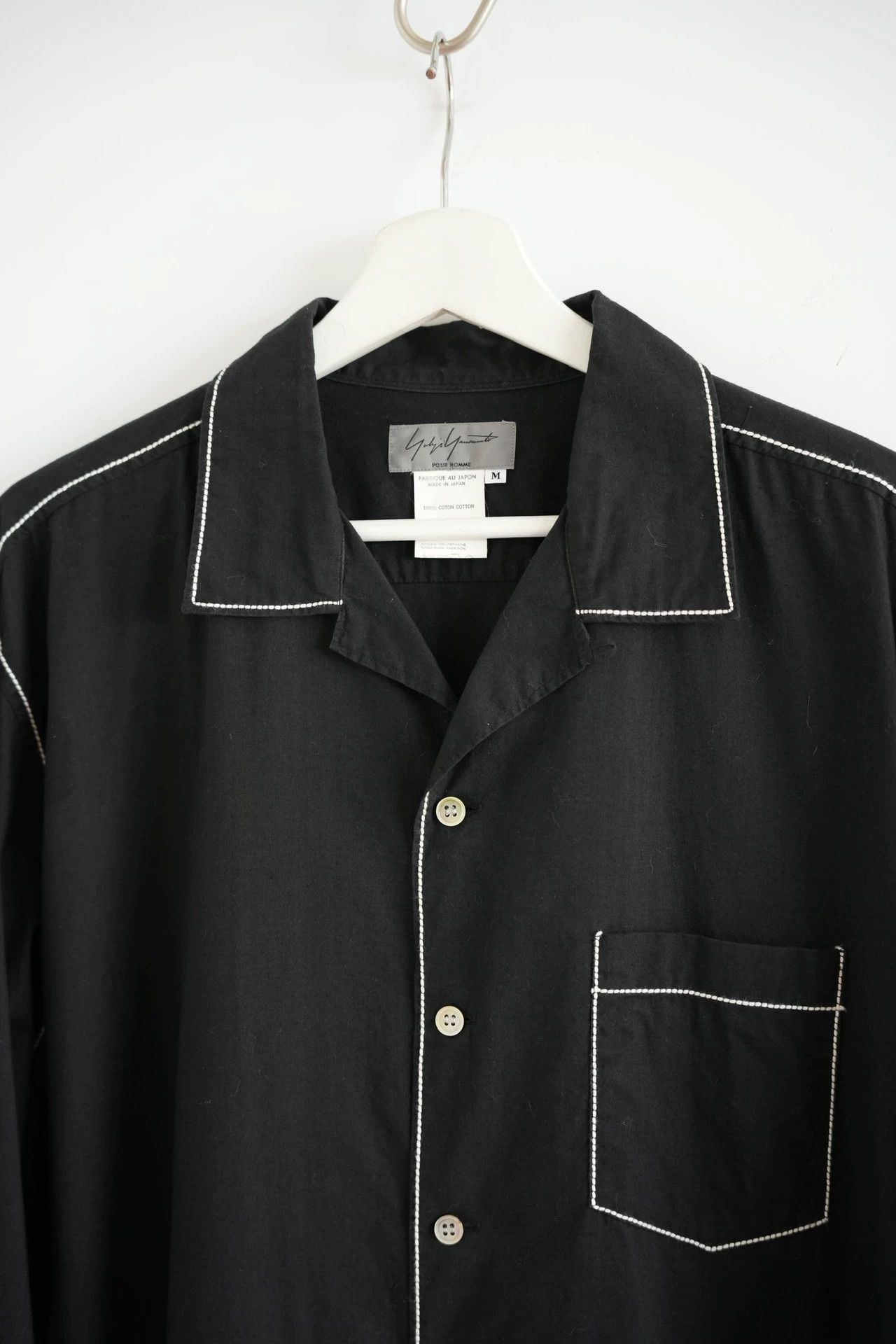 Yohji Yamamoto Yohji Yamamoto 92SS Topstitch Cuban Collar Shirt Size US M / EU 48-50 / 2 - 4 Thumbnail