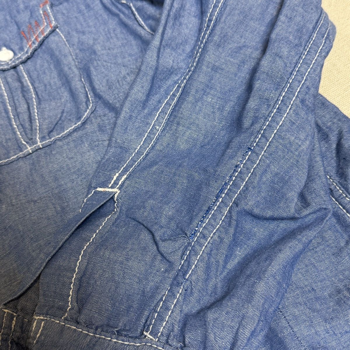 GRN [GRN] Stitched Detail Chambray Work Shirt Size US L / EU 52-54 / 3 - 6 Thumbnail