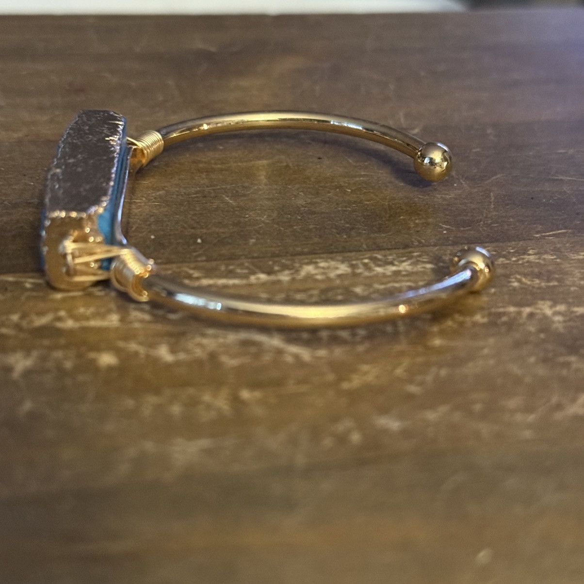 Other Gold tone blue druzy cuff bangle bracelet Size ONE SIZE - 7 Thumbnail