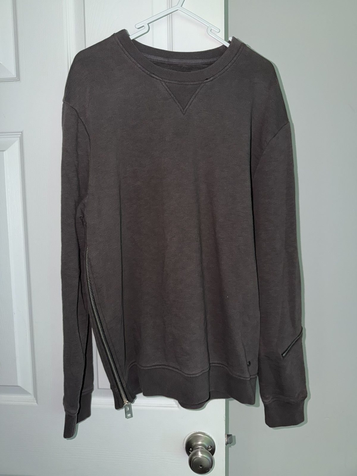 Allsaints Gray/Brown All Saints Zipper Crewneck L Size US L / EU 52-54 / 3 - 4 Thumbnail