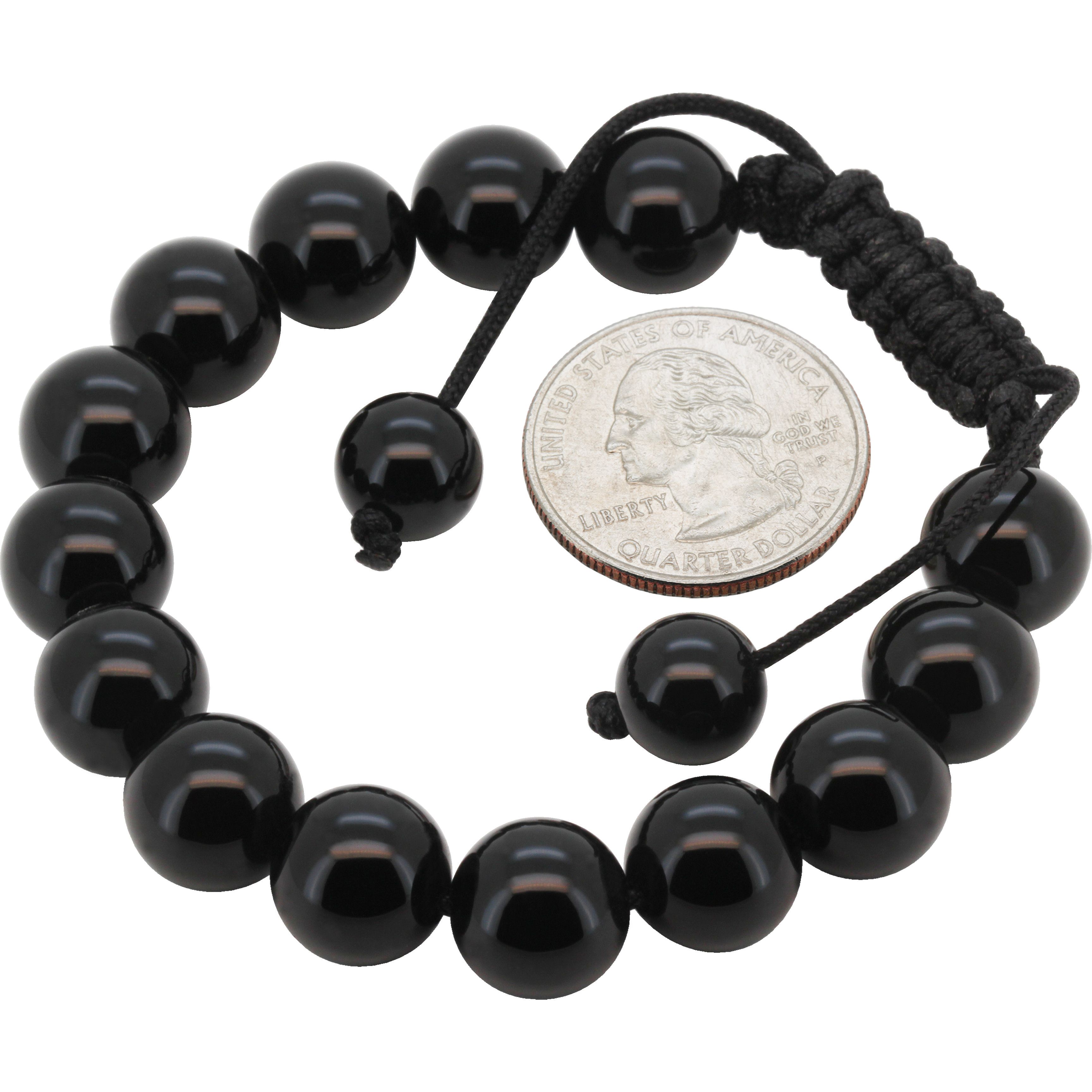 Other 12mm Obsidian Gemstone Beaded Adjustable Bracelet 7.5”-8” Size ONE SIZE - 1 Preview