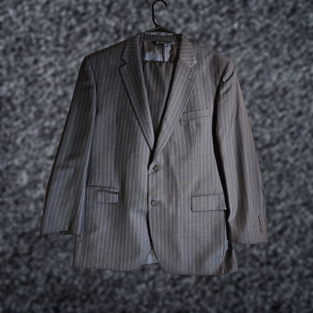 Jos. A. Bank Jos A Bank 2pc Suit Signature Collection Silk Wool Charcoal Striped 43R 34x30 Mens Size 46R - 1 Thumbnail