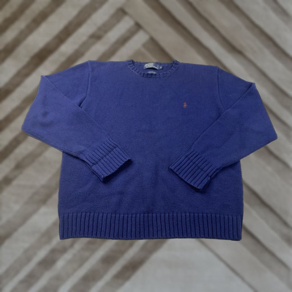 Polo Ralph Lauren VINTAGE Polo Ralph Lauren Crewneck Knit Sweater Mens M Blue Pullover Cotton Knit Crew Neck Sweater Pullover Mens Blue Polo Ralph Lauren Vintage Size US M / EU 48-50 / 2 - 1 Thumbnail