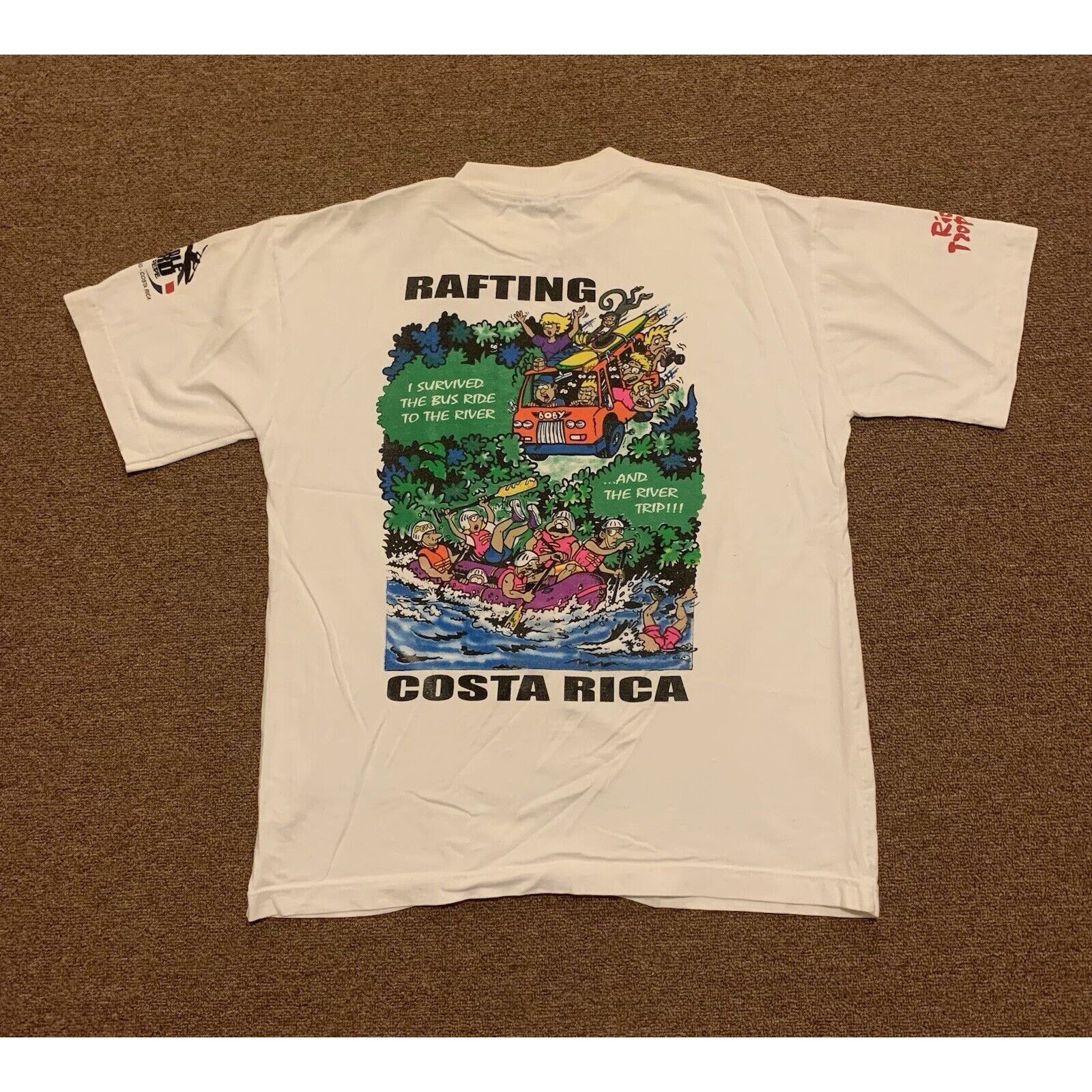 The Unbranded Brand Vintage Costa Rica Rafting River White T Shirt Men M Cotton Size US M / EU 48-50 / 2 - 1 Thumbnail