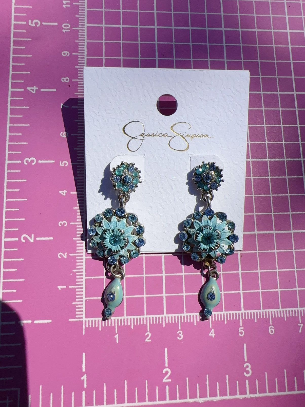 Jessica Simpson Jessica Simpson silver tone floral blue crystal diamond Size ONE SIZE - 5 Thumbnail